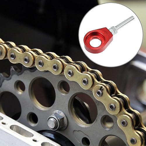 Miniatura 9 de X AUTOHAUX 4 unids 0.591 in diámetro agujero azul tono plata metal cadena universal ajustador de eje tensor para motocicleta