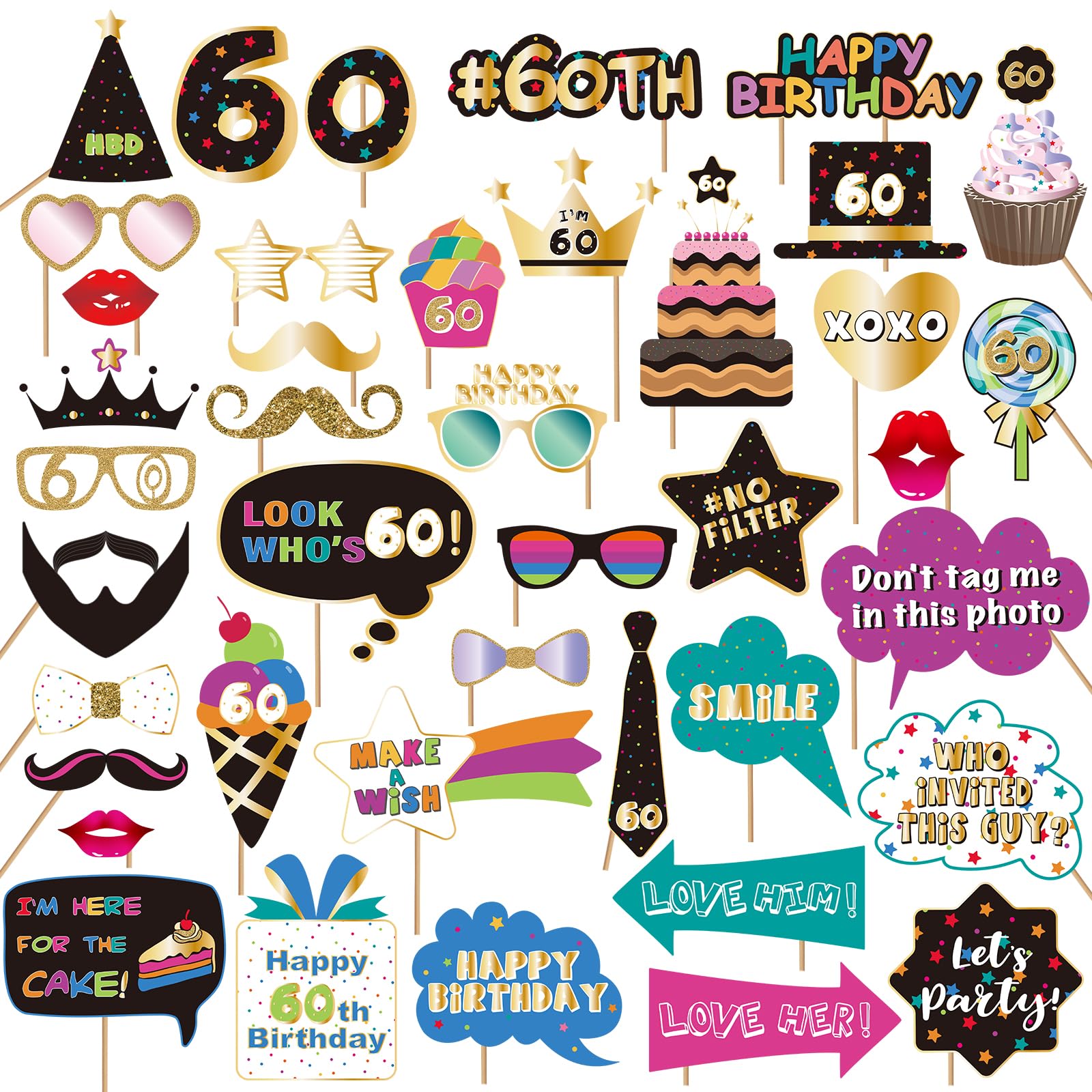 Accessoires photomaton 60e anniversaire idée animation cadeau idéal