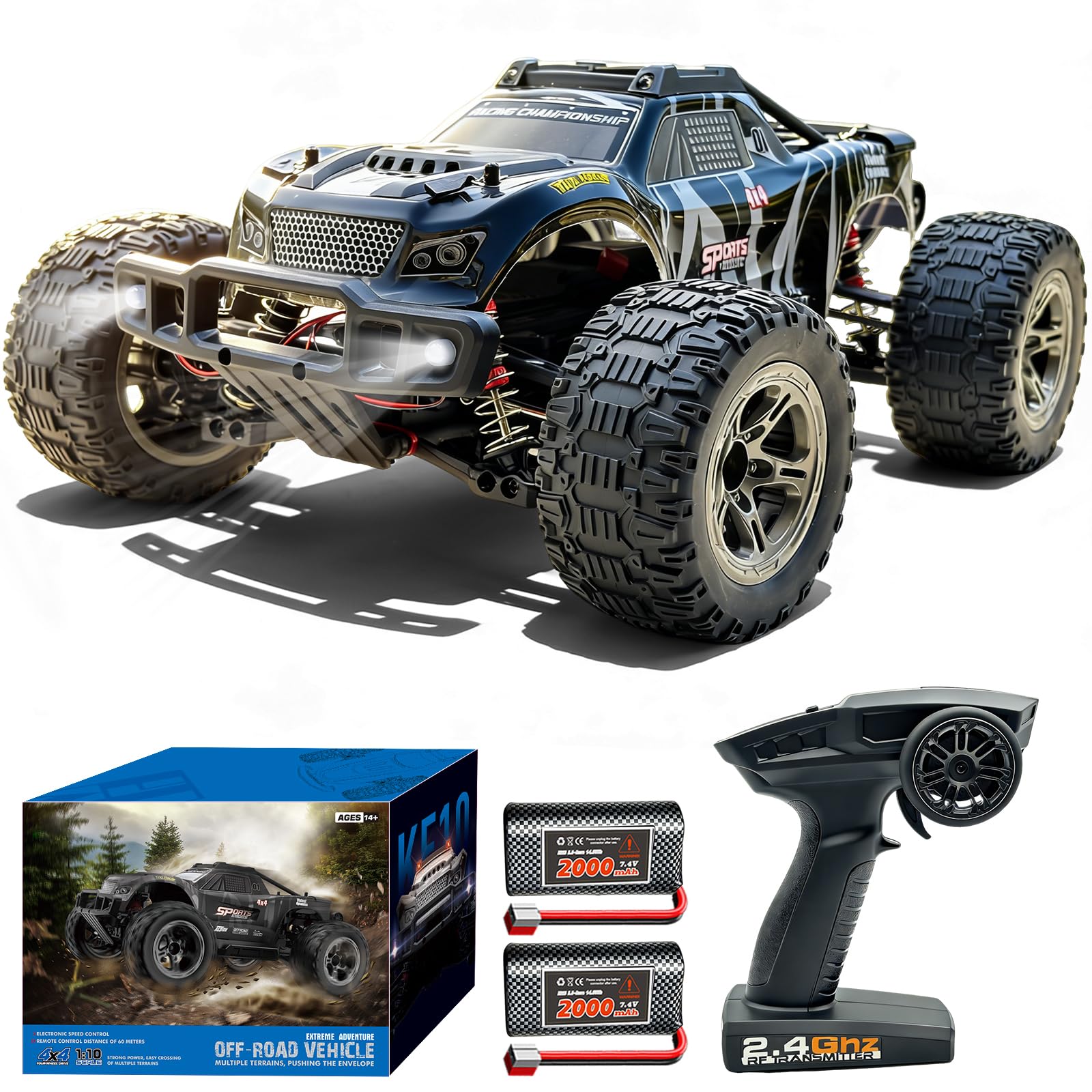 1 10 Remote Control Car 38km h High Speed RC Car 4X4 Off-Road RC Truck IPX4 Waterproof Remote