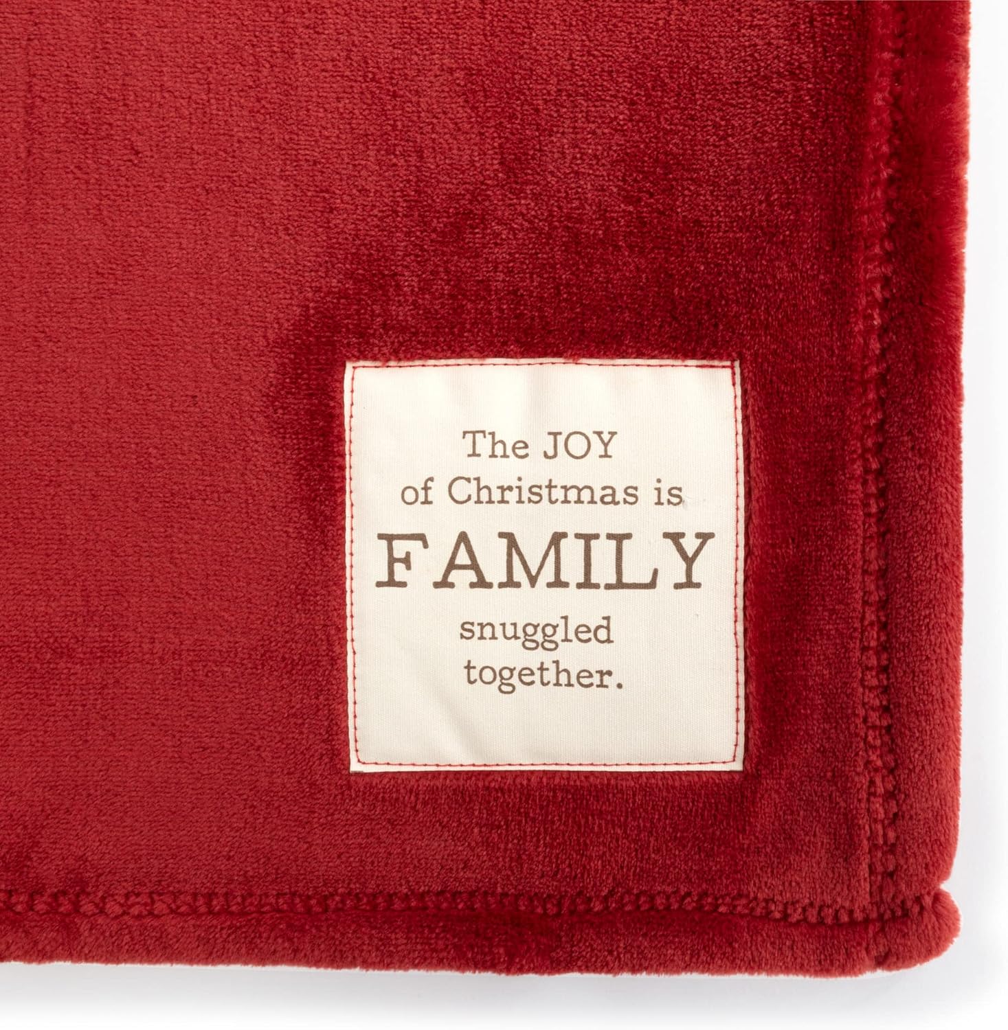 DEMDACO Cranberry Red Joy Family Snuggled 120 x 63 Fleece Mega Christmas Throw Blanket