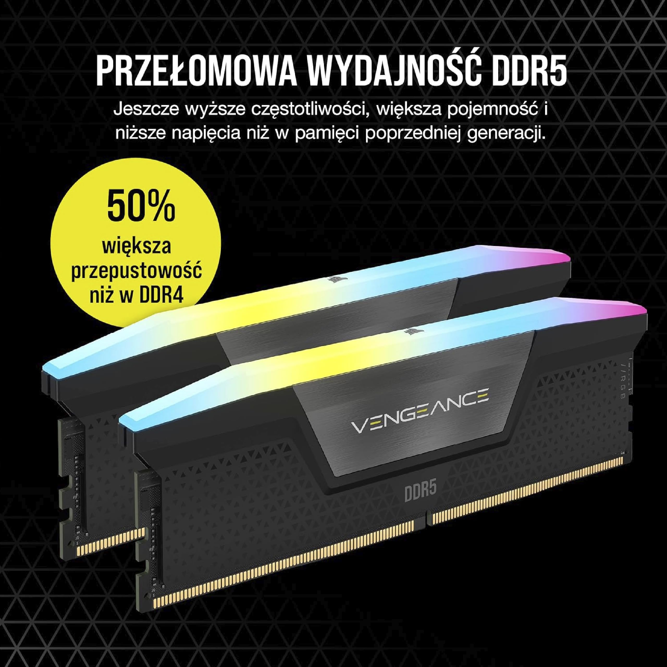CORSAIR VENGEANCE RGB DDR5 RAM 48GB (2x24GB) 6000MHz CL30-36-36-76