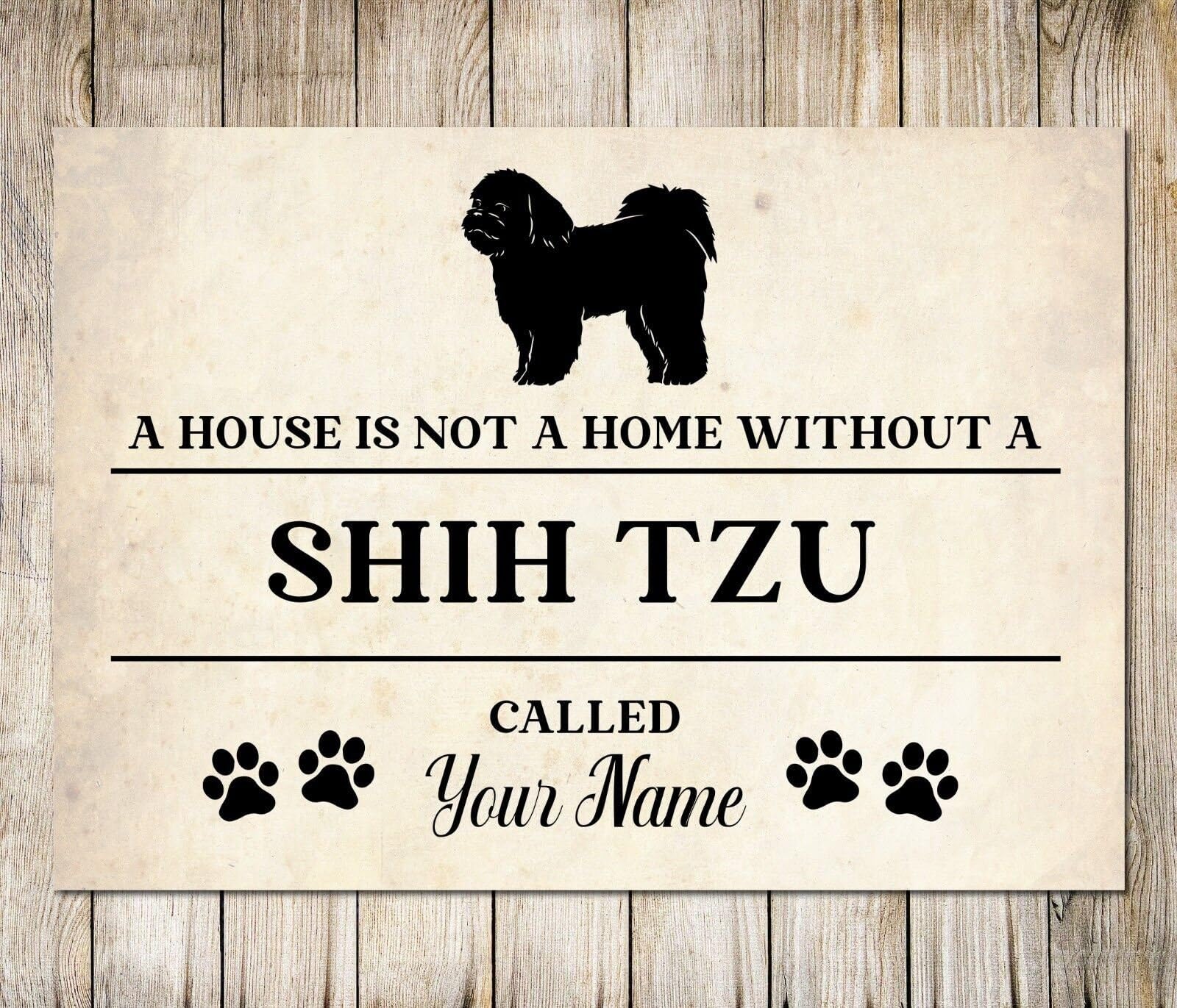 PERSONALISED SHIH TZU Sign Pet Name Dog Homemade Decor Metal Plaque