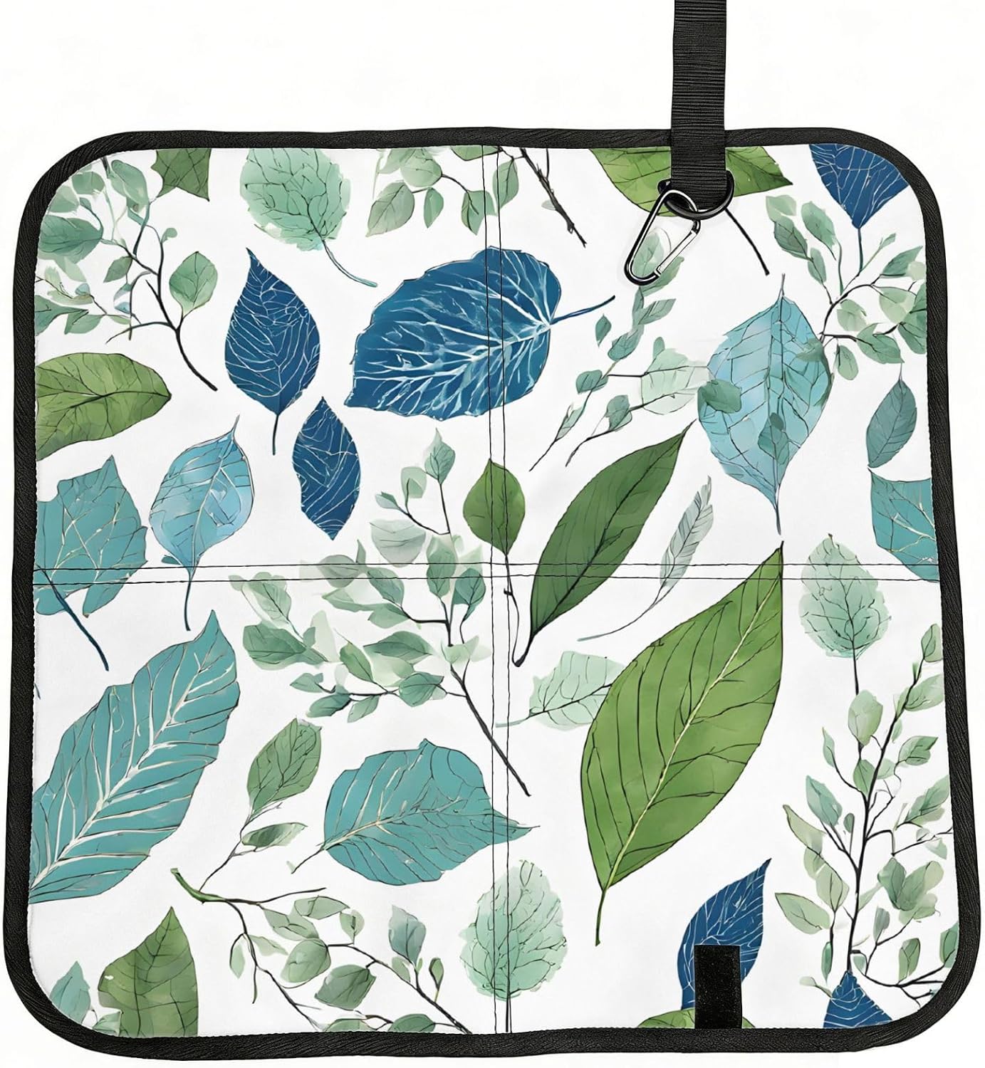 (Green Eucalyptus Leaves) Sitting Pad Foldable Seat Cushion Lightweight Camping Seat Mat with Hook for Outdoor Hiking Picnic Camping