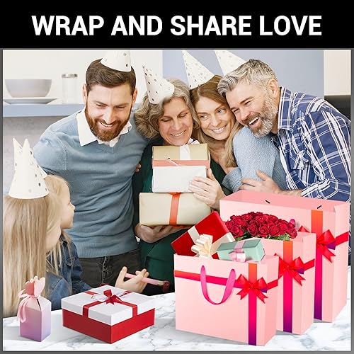 Miniatura 6 de EUSOAR Bolsas de papel Kraft, 3 tamaños, 30 bolsas de papel de regalo, bolsas de papel kraft resistentes reciclables rosadas, bolsas de negocios,