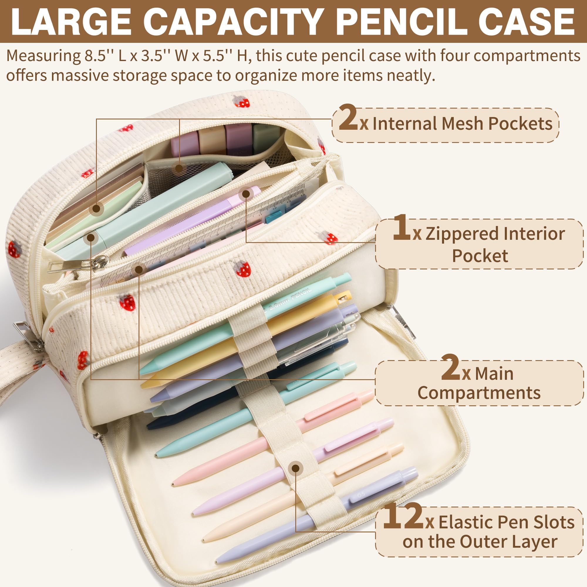 62 articoli estetici per la scuola, articoli essenziali per il rientro a scuola, set di cancelleria preppy con astuccio grande, evidenziatori pastello, penne gel, matite meccaniche per studentesse