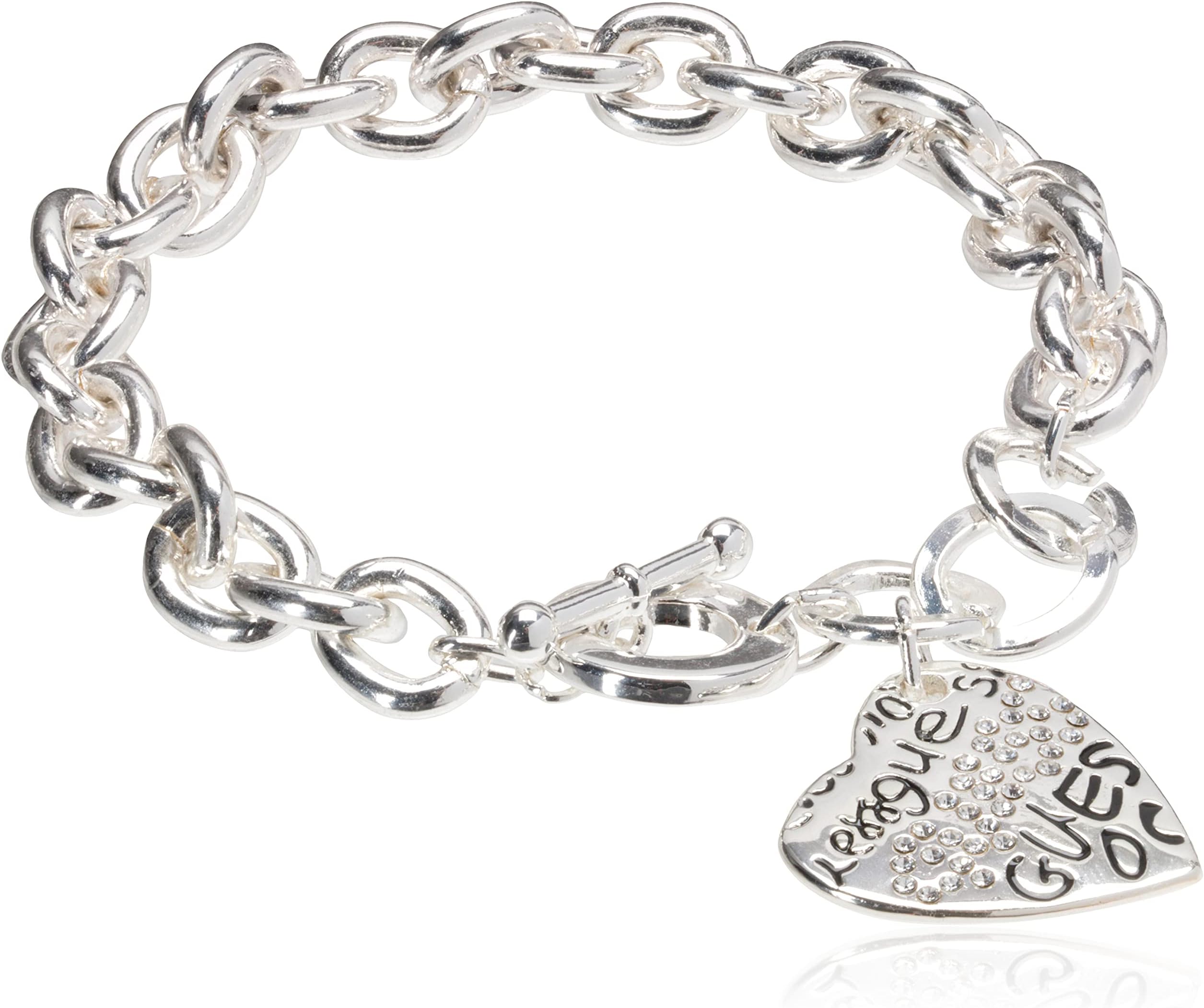 "Basic" Graffiti Logo Heart Toggle Charm Bracelet