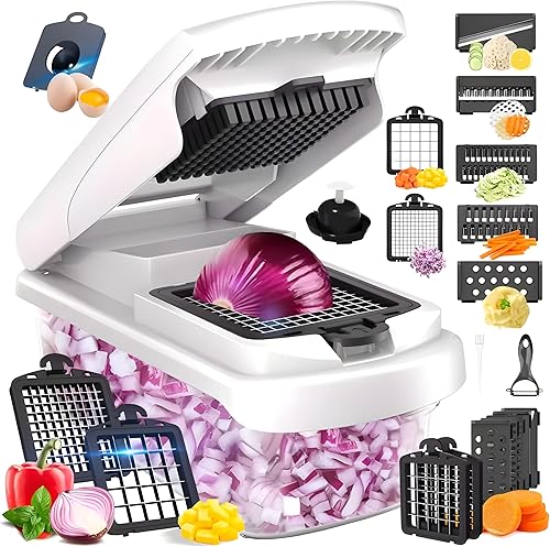 Miniatura 6 de Picador de verduras resistente 15 en 1 utensilios y utensilios de cocina, cortador de cebolla profesional, picador de ensalada, cortador ajustable y