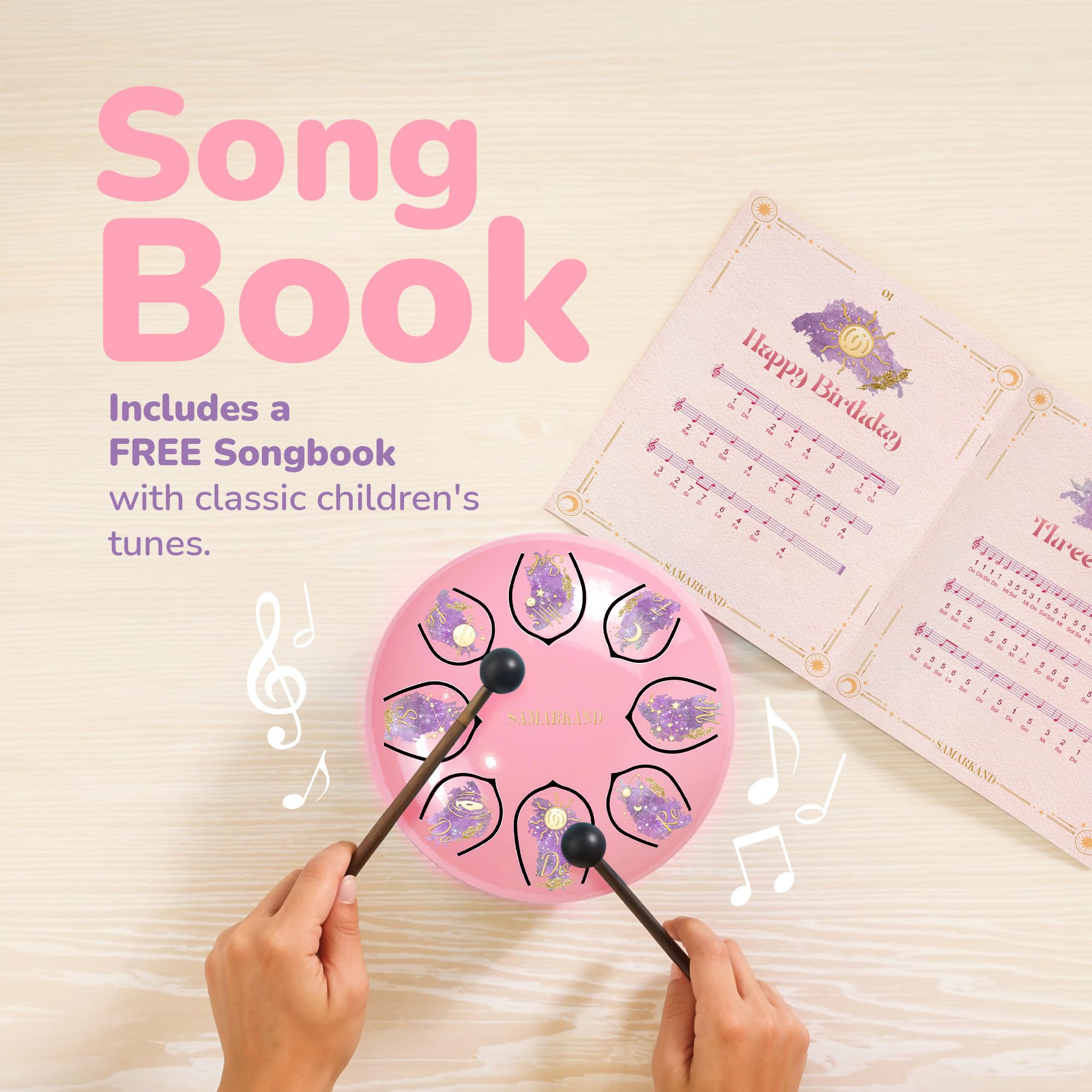 Strumenti Musicali Bambini – Kit Sensoriale con Kalimba, Tamburo Oceanico e Bastone della Pioggia – Giochi Bambini 3+ Anni per Relax, Creatività e Ritmo – Regalo Bambina 3+ Anni