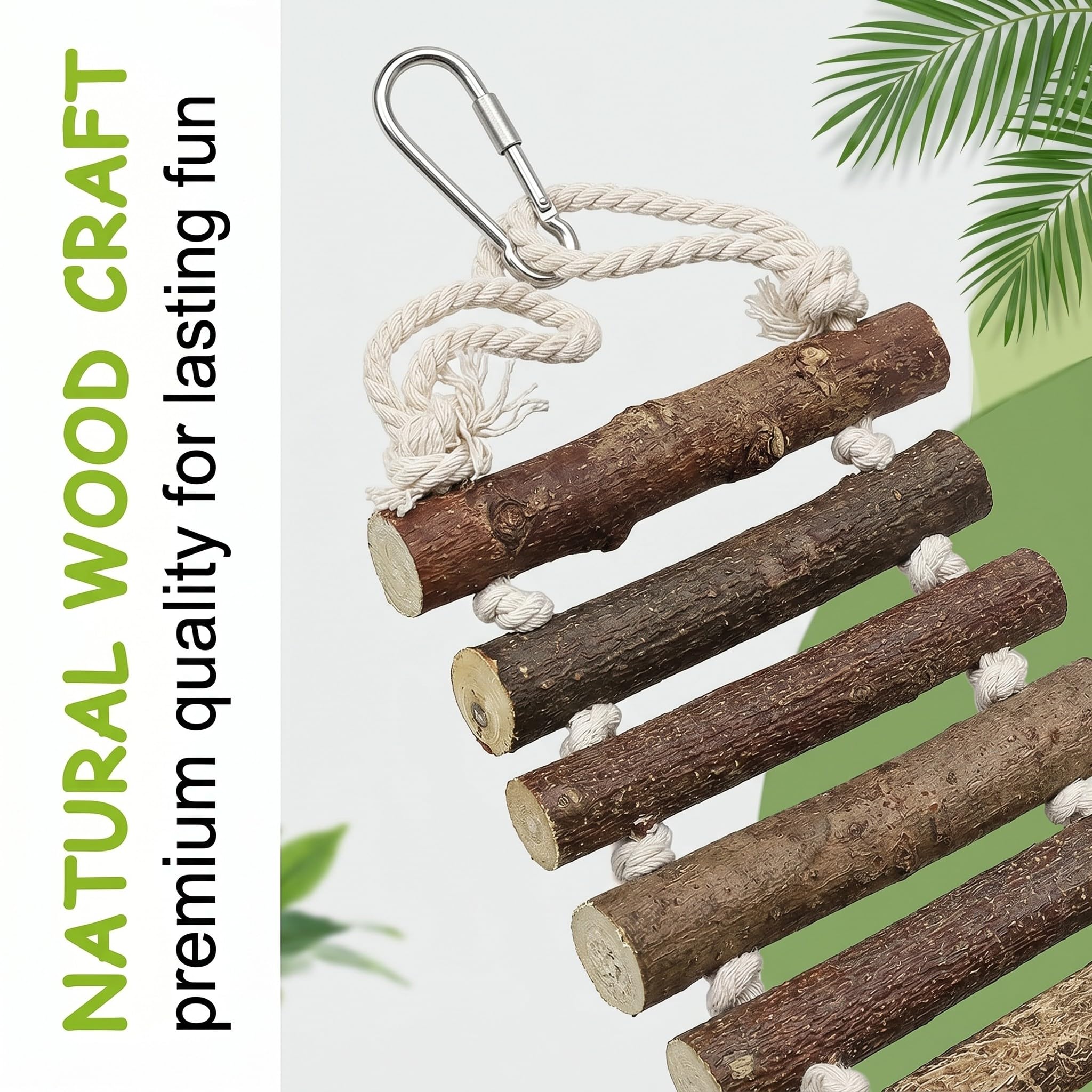 Echelle Pour Perroquet En Bois Naturel 8cm De Large, Pont Suspendu Pour Oiseaux Et Calopsittes, Accessoire Pour Cage À Oiseaux Idéal Pour Grimper Et Faire De L'Exercice, Jouet Perroquet Divertissant