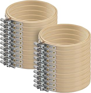 MAHIONG Stickrahmen, 10 cm, rund, Kreuzstichrahmen, kleine Stickrahmen für Näh-Handwerk und handgefertigte Kunst, 20 Stück