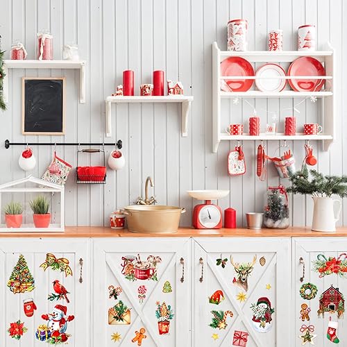 Miniatura 3 de 86 piezas24 hojas de transferencia de Navidad clásica de Papá Noel para muebles, calcomanías florales para álbumes de recortes, calcomanías de