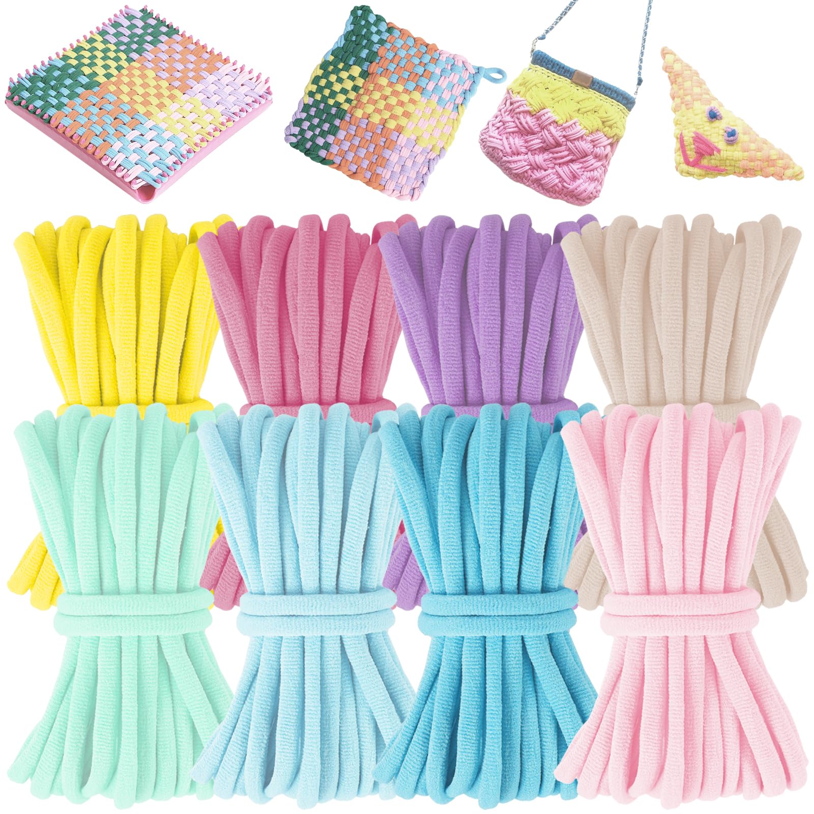 Zhjiutak 600 Pcs Weaving Looms Loops,Refill Loops Potholder Multi Colored Weaving Machine Loop Weavings Craft Bands for DIY Crafts Supplies Kids Adults(8 Colors 600 Items)