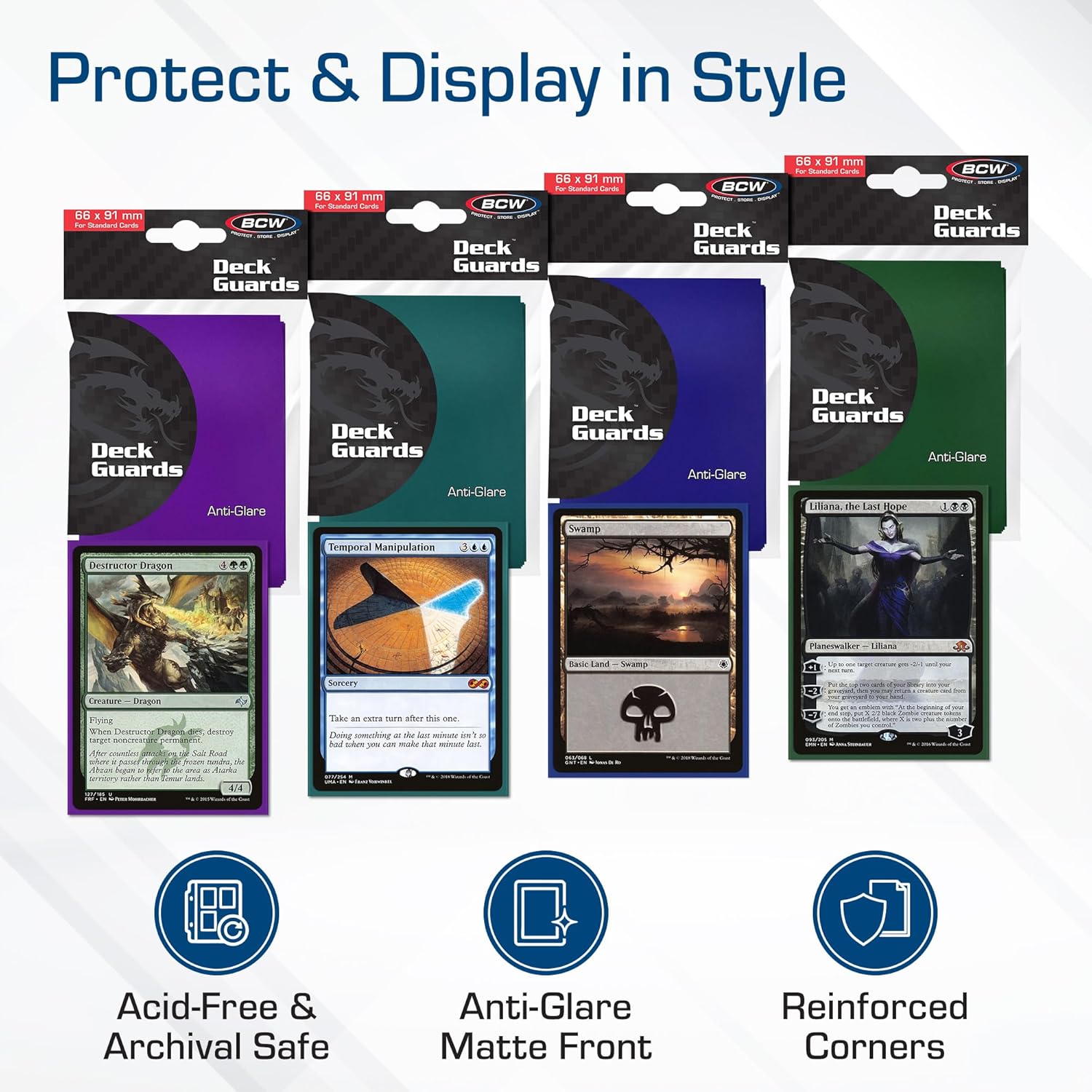 BCW Deck Guard - Double Matte Green Card Sleeves | Acid-Free, Archival-Safe, No PVC | Anti-Glare Matte Finish | Fits Standard 2½" x 3½" Game Cards | Durable Deck Protector Sleeves | 100 Ct