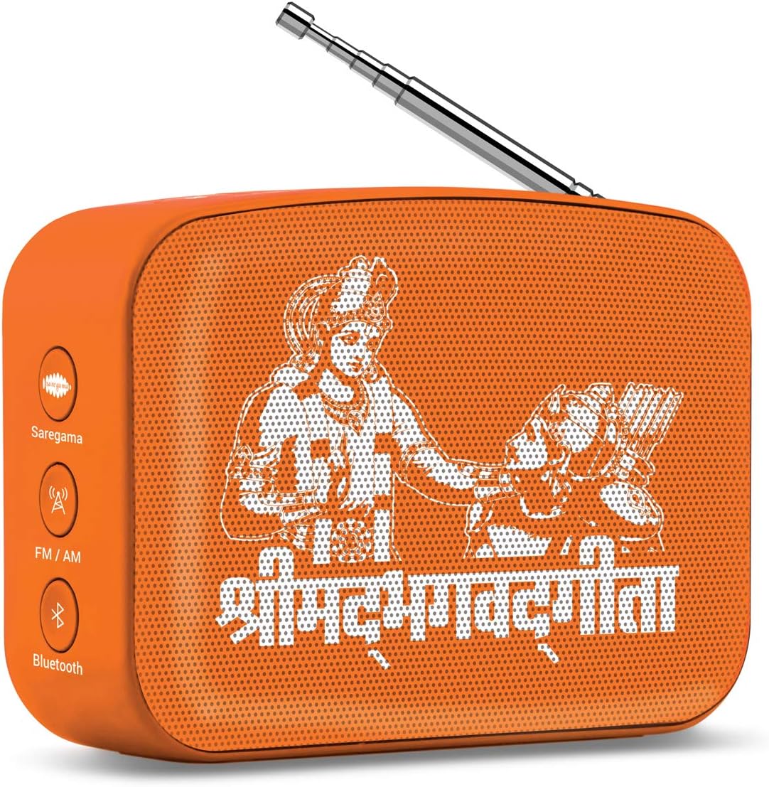 Carvaan Saregama Mini Bluetooth Speaker (Bhagvad Gita, Orange)