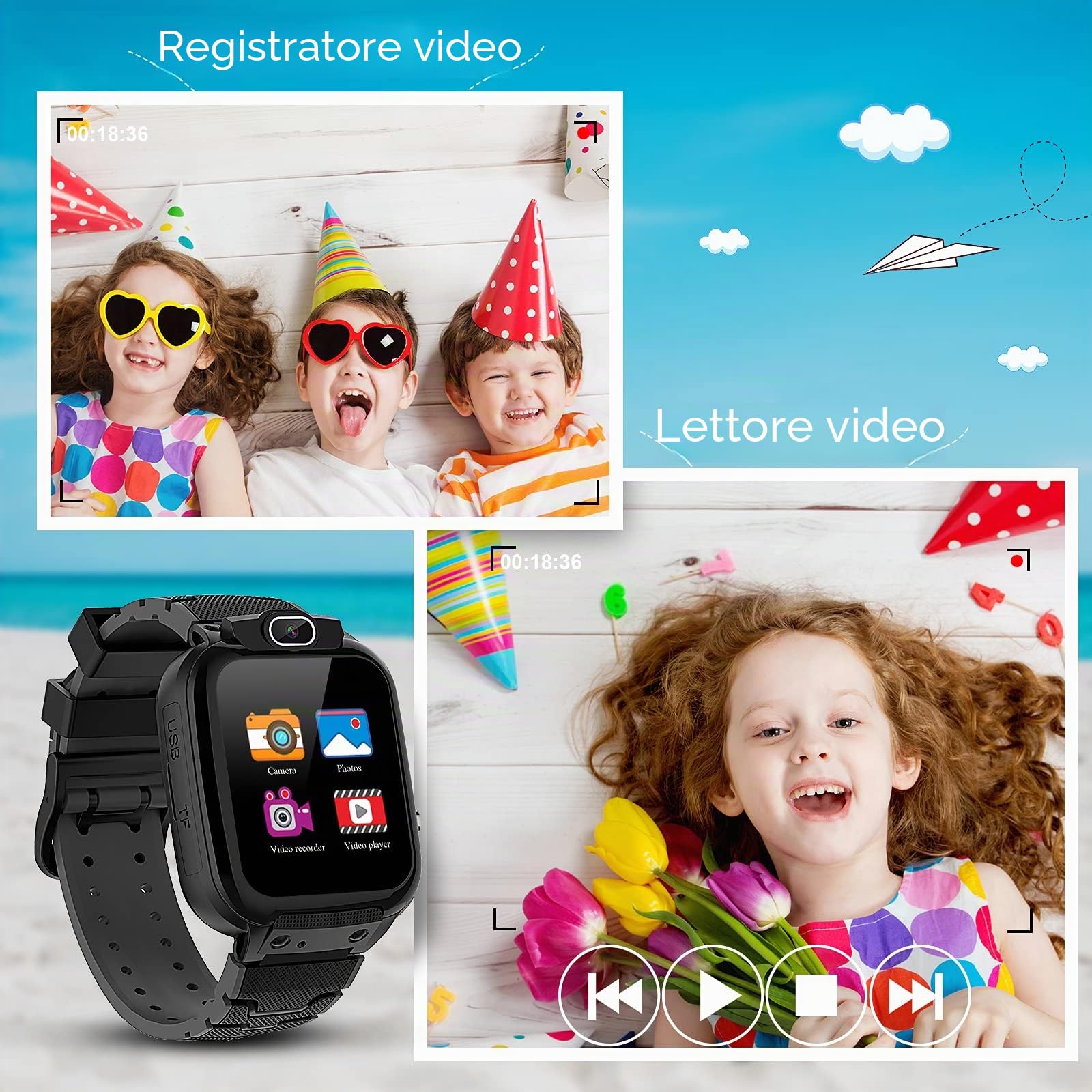 4G Smartwatch Bambini con GPS e Videochiamate, Orologio Telefono Bambino con Chiamate, Chat Vocale, SOS, Modalità Scuola, IP68, Contapassi, Sveglia, Fotocamera, Regalo per Ragazza e Ragazzo