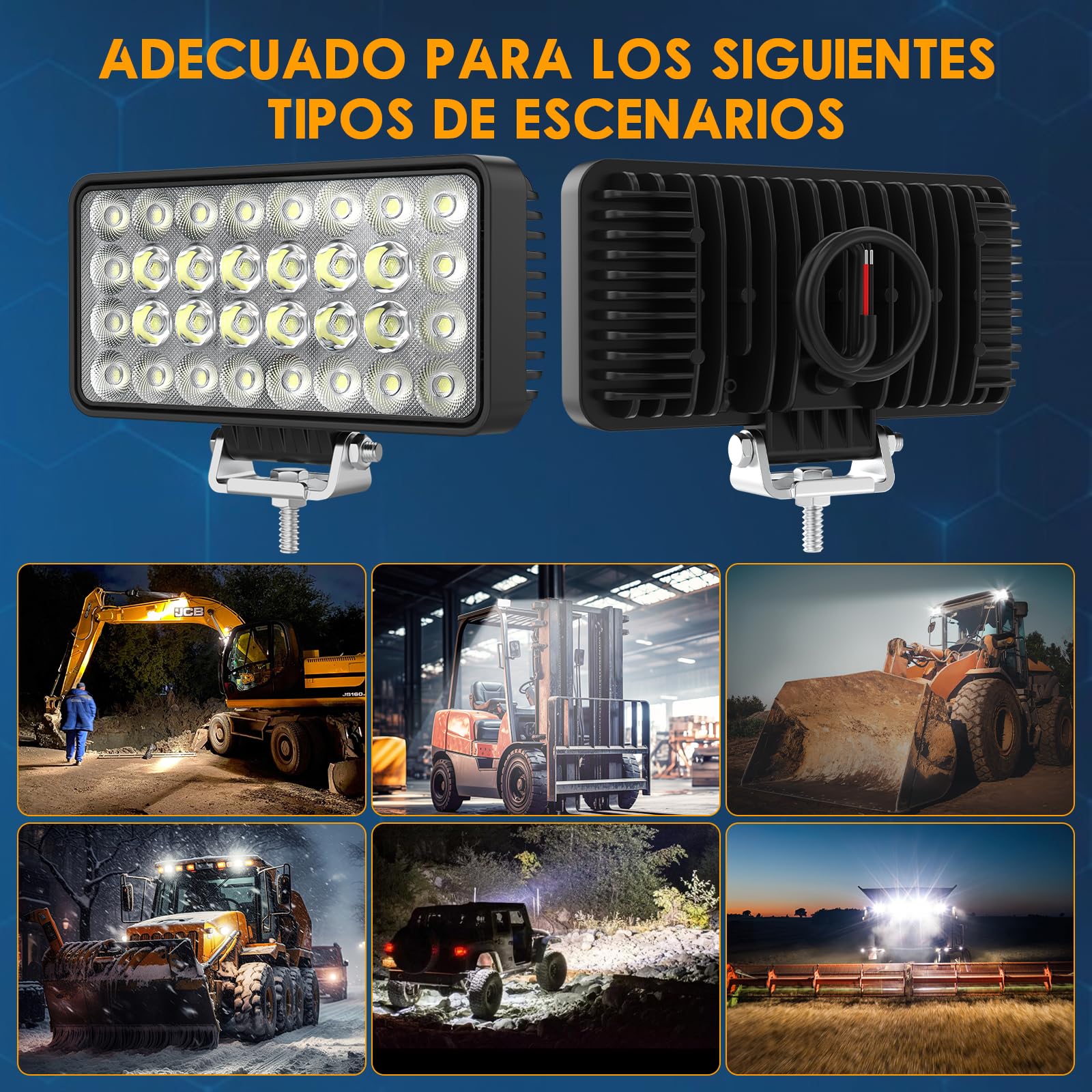 AnTom Faro de Trabajo 7 pulgadas LED con función 96W, Focos LED Auto 12-60V, Faro de Trabajo 6500K, Reflector IP68 Impermeable, Interruptor Off-Road para Moto, Auto, ATV, SUV, Tractor, Camión