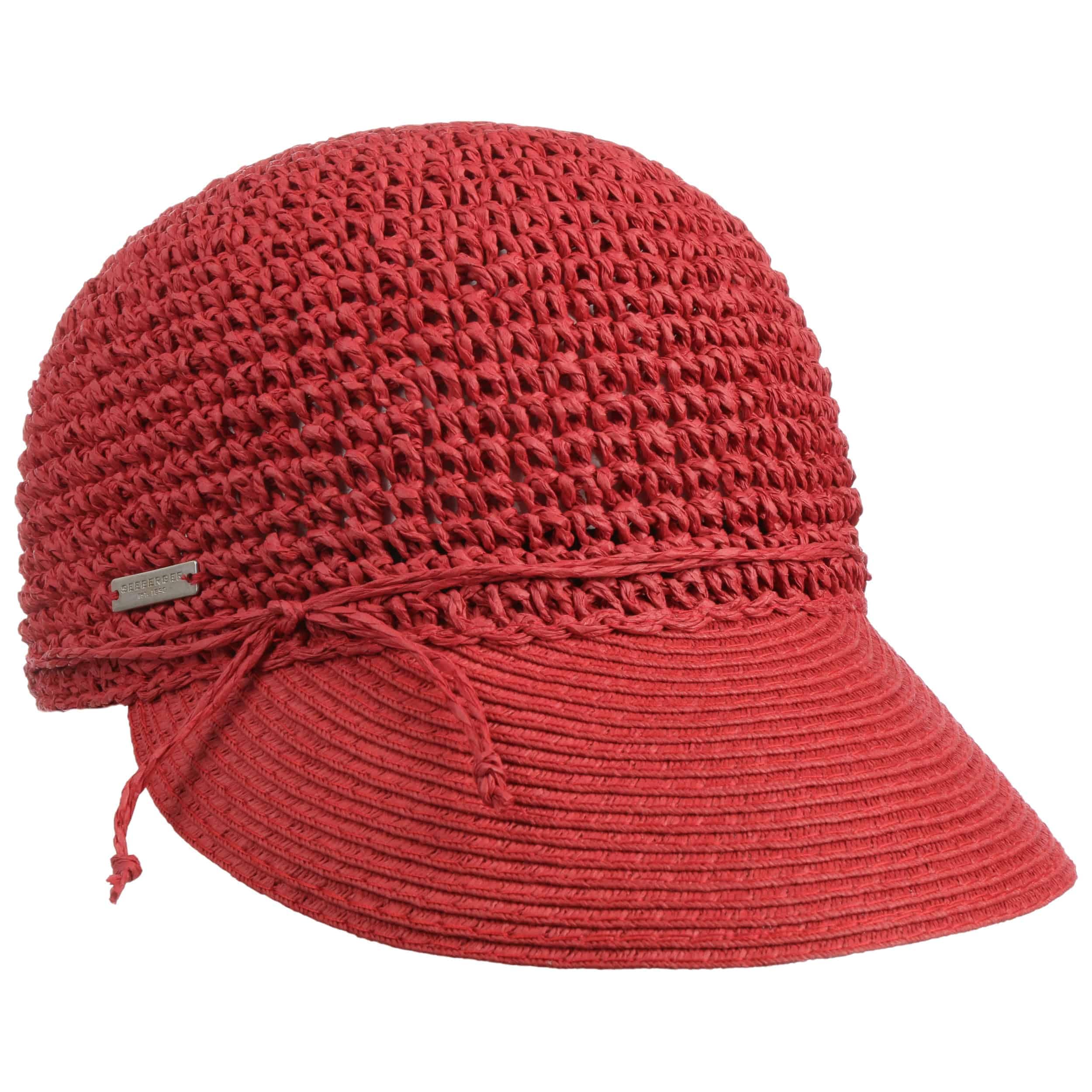 Seeberger Uni Rollable Crochet Cap Damencap Sommercap Sonnencap Sonnenvisor Strohcap Strandcap Damen - mit Schirm Sommer Frühling-Sommer