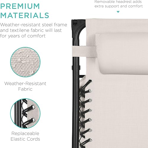 Miniatura 207 de Best Choice Products Silla reclinable plegable de gravedad cero para exteriores, de patio, para salón al aire libre, con toldo ajustable, Bandera