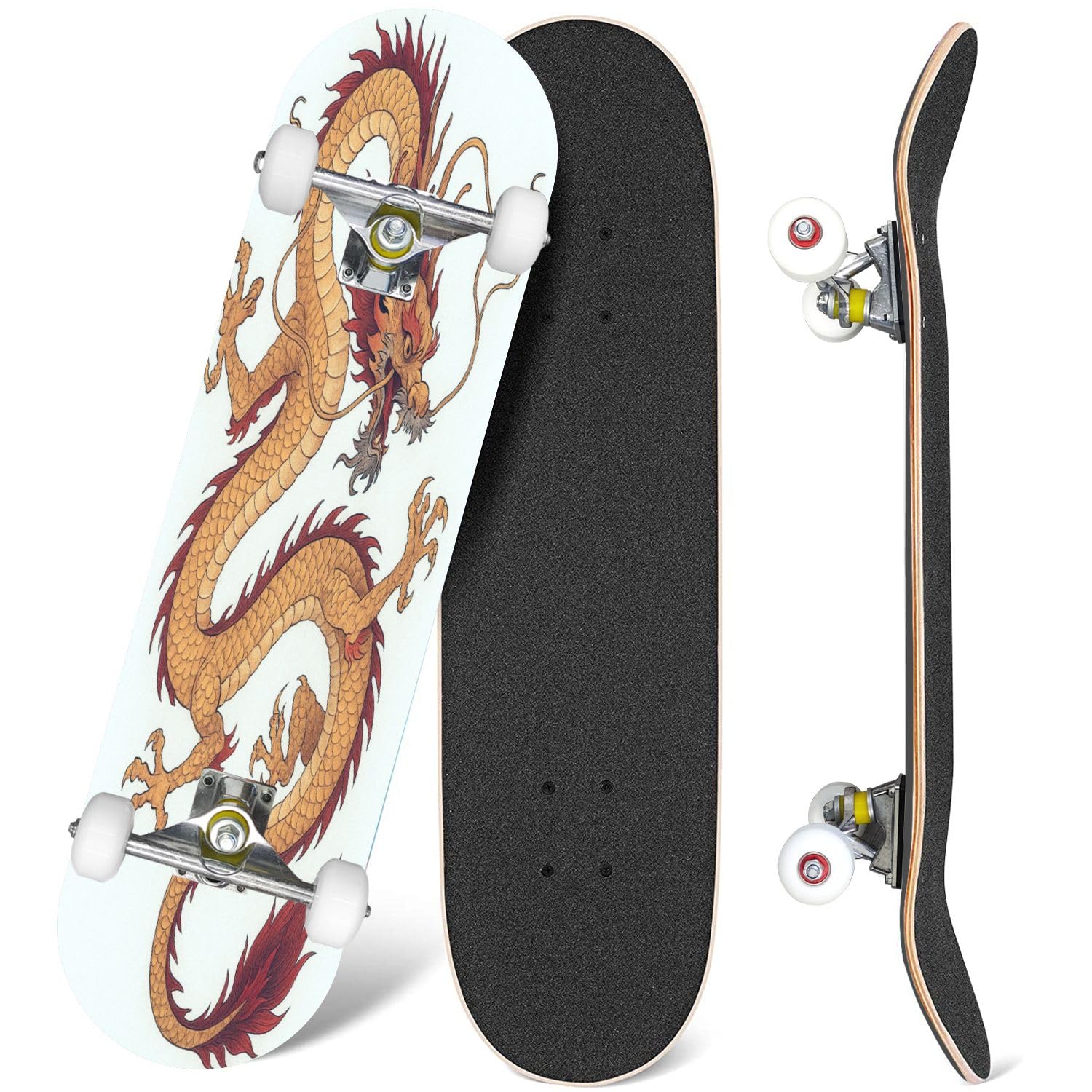 Skateboards Chinese Dragon Black White Tattoo 7 Layer Maple Wood Deck 31