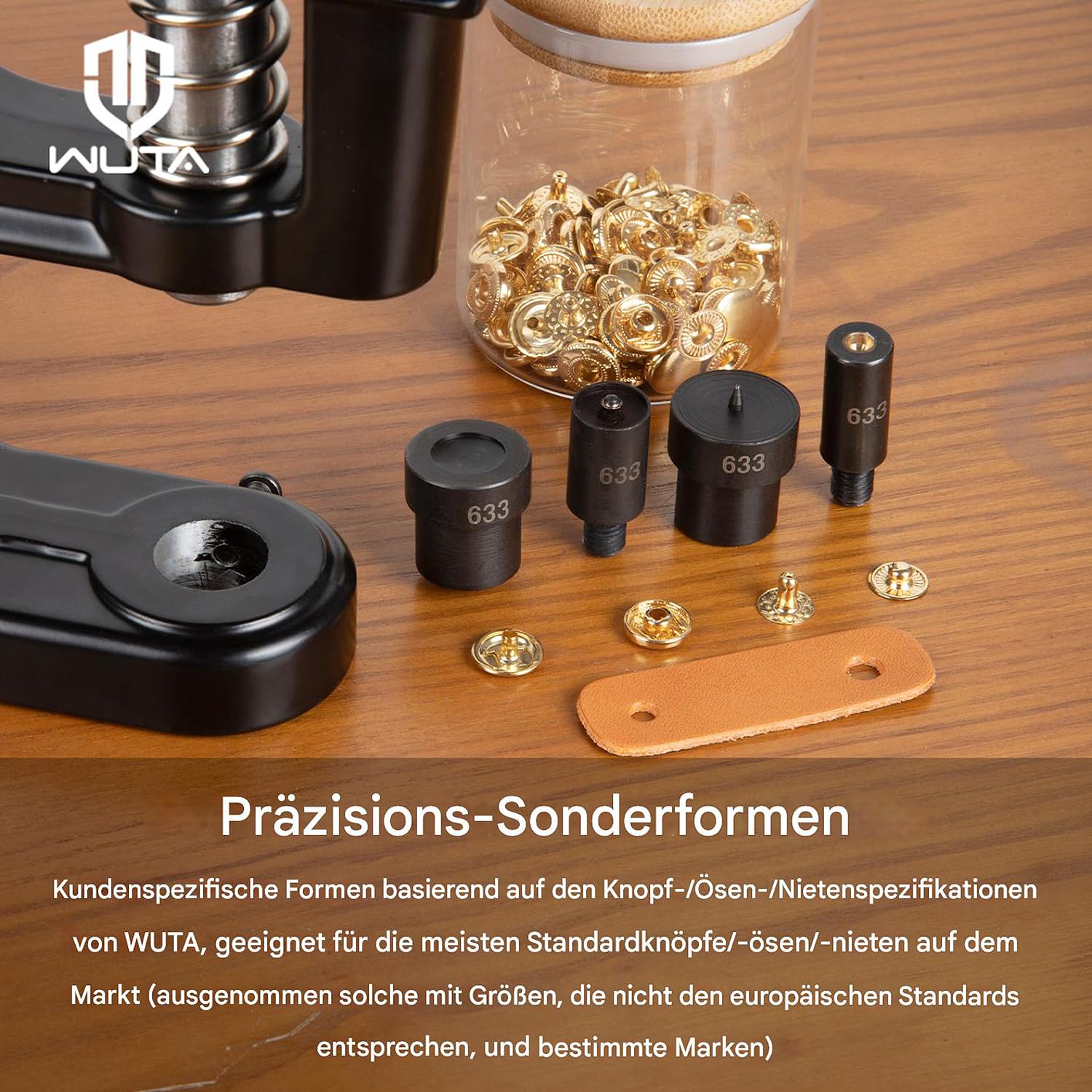 WUTA Ösenmaschine, Profi Ösenpresse Set, Handpresse Ösenzange für DIY Handwerk(Keine Matrizen,ohne Form)