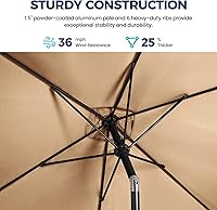 Vista 5 de Aok Garden Sombrillas de patio al aire libre de 10 x 6.5 pies para el interior de la piscina, sombrilla de mercado al aire libre con botón