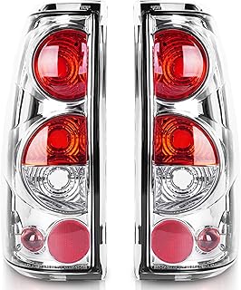 AutoBeeDen Tail Lights Compatible with Chevy Silverado 1500 2500 3500 1999-2006, Chevrolet 2007 w/Classic Body, GMC Sierra 1500 2500 3500 1999-2002 Rear Lamps, No Bulbs (Chrome/Clear Lens)