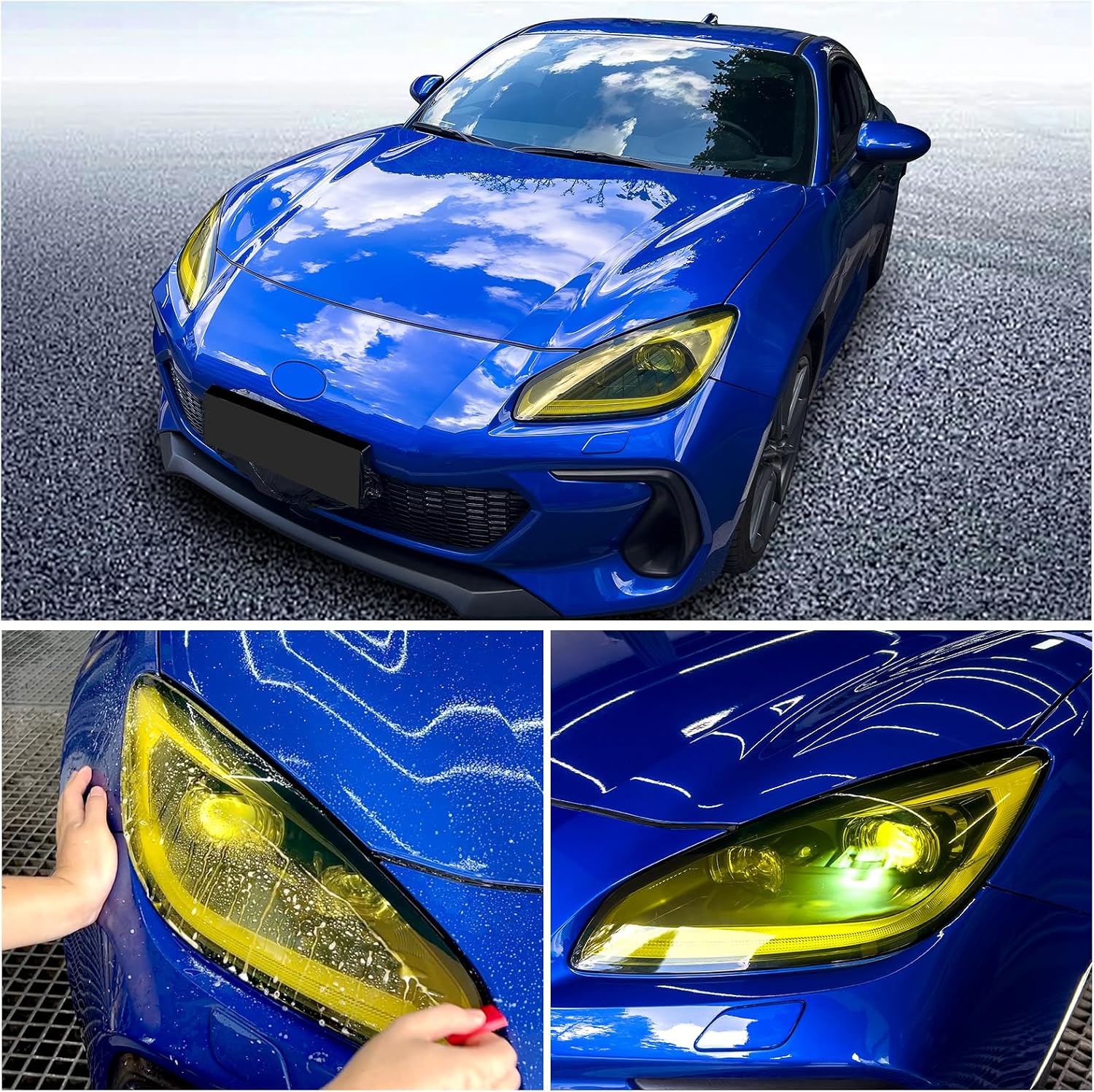 KUNGKIC for Toyota GR86 Subaru BRZ 2021 2022 2023 2024 2025 Wide Headlight Protection Film TPU Scratch Guard Self-Healing Exterior Accessories GT300 Yellow Style