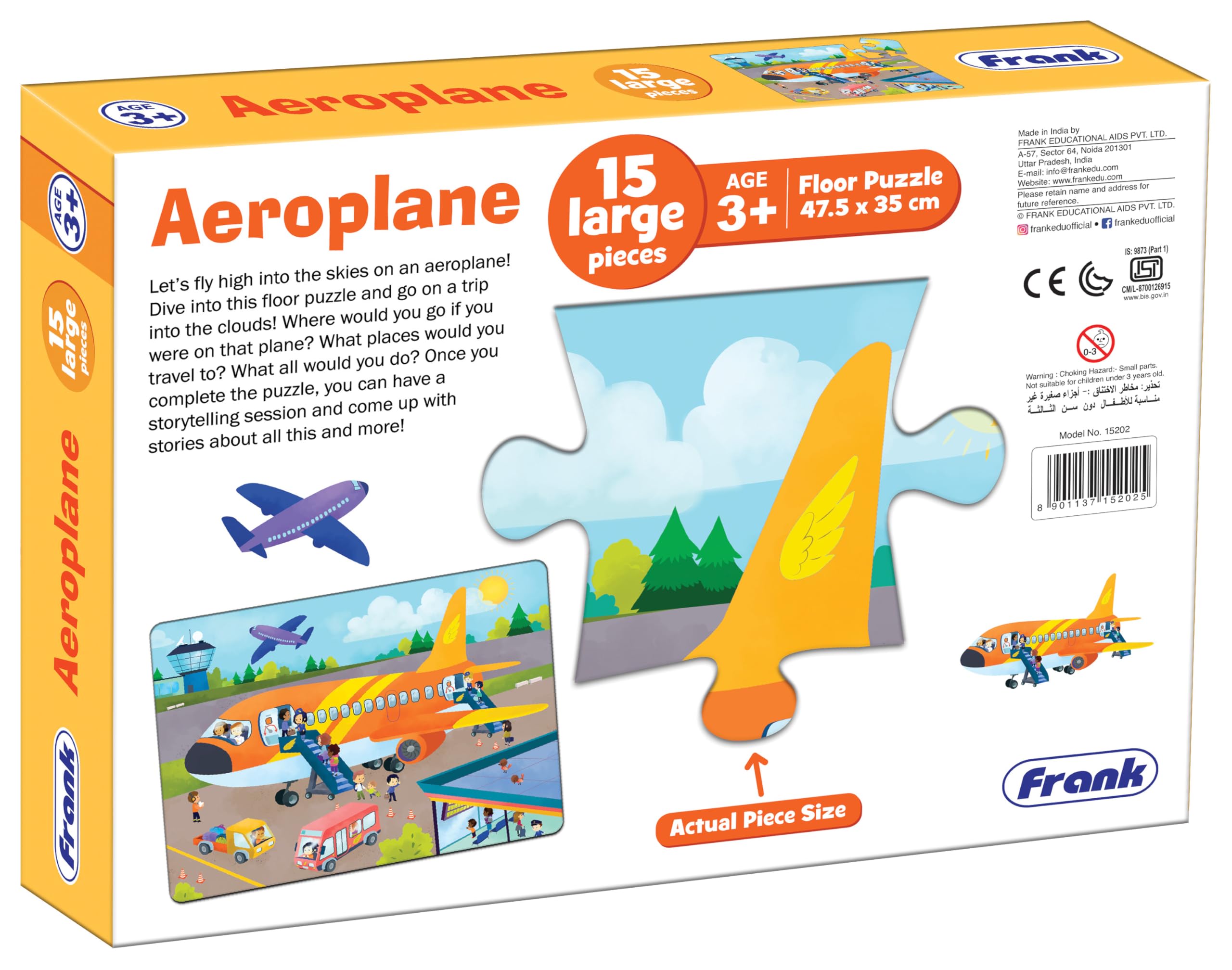 Frank Aeroplane Floor Puzzle (15 Pieces) | Fun & Educational Toy for Kids 3+ Year Old | Enhances Imagination, Coordination, and Patience - for Focus and Memory - 15202 3