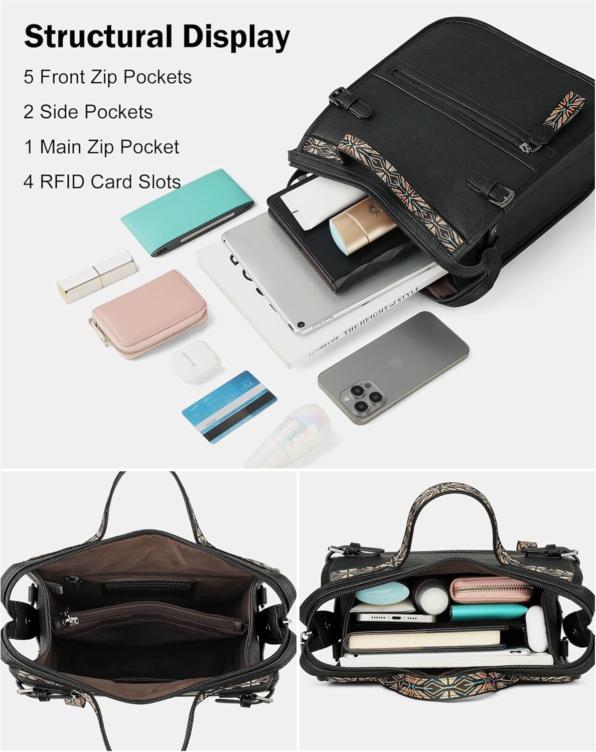 FADEON Crossbody Bags Purses for Women Designer Cross Body Shoulder Bag Purse PU Leather Top Handle Handbag Wide Strap - Image 5