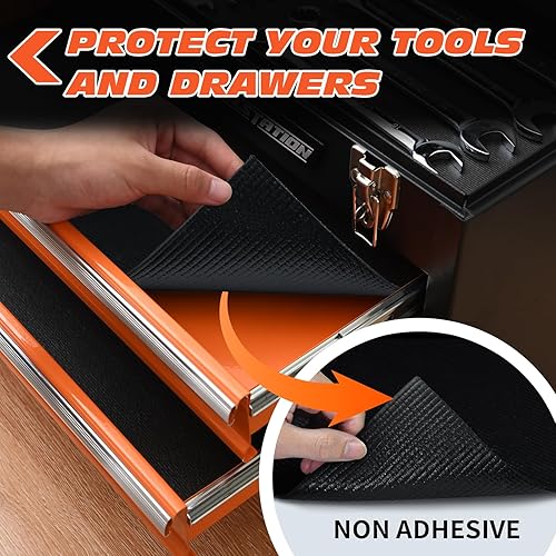Miniatura 6 de Revestimiento de caja de herramientas de grado profesional de espuma de 16 pies x 16 pulgadas, forro negro para cajón, tapete antideslizante, caja