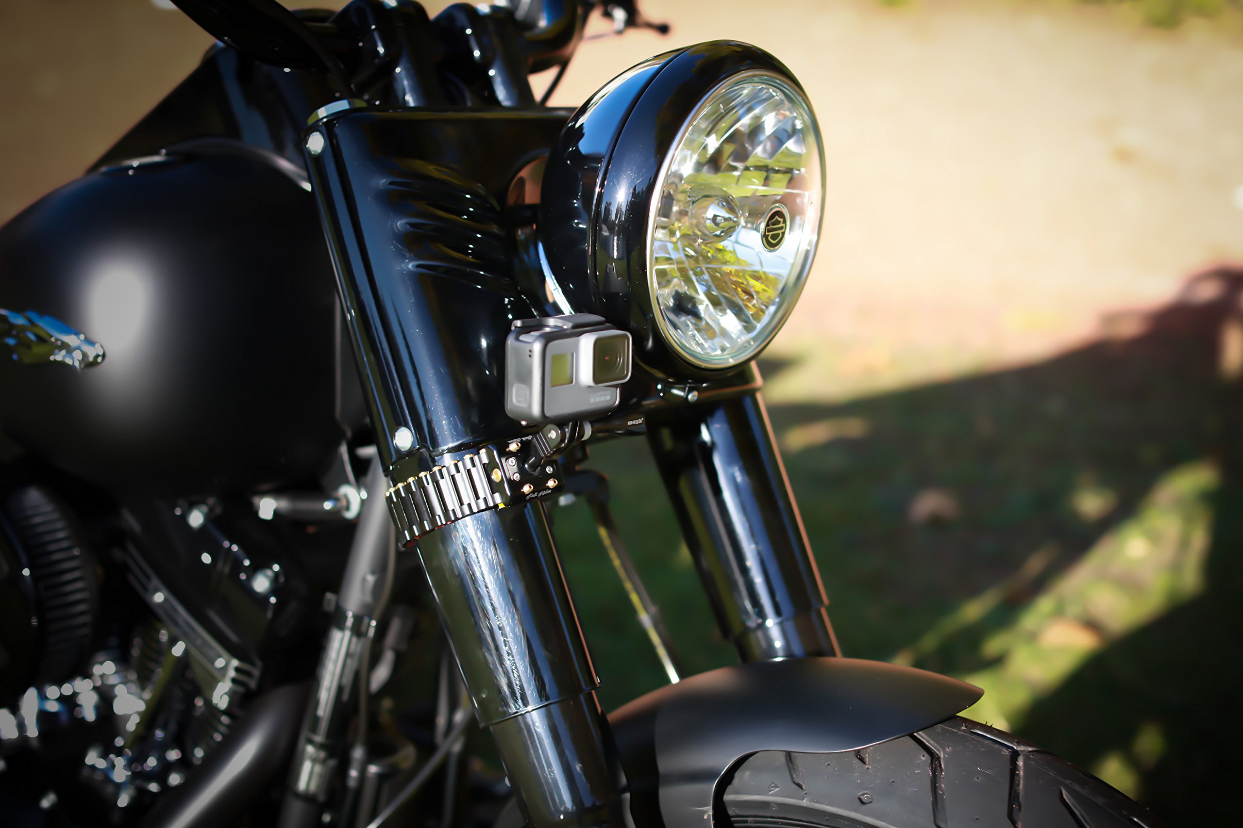 Hell Rider. Completamente in alluminio, adatto per Go-Pro. Motorbike Mount, con diametro di 15-42 mm (allungabile fino a 200 mm) per profilati circolari, ovali o quadri