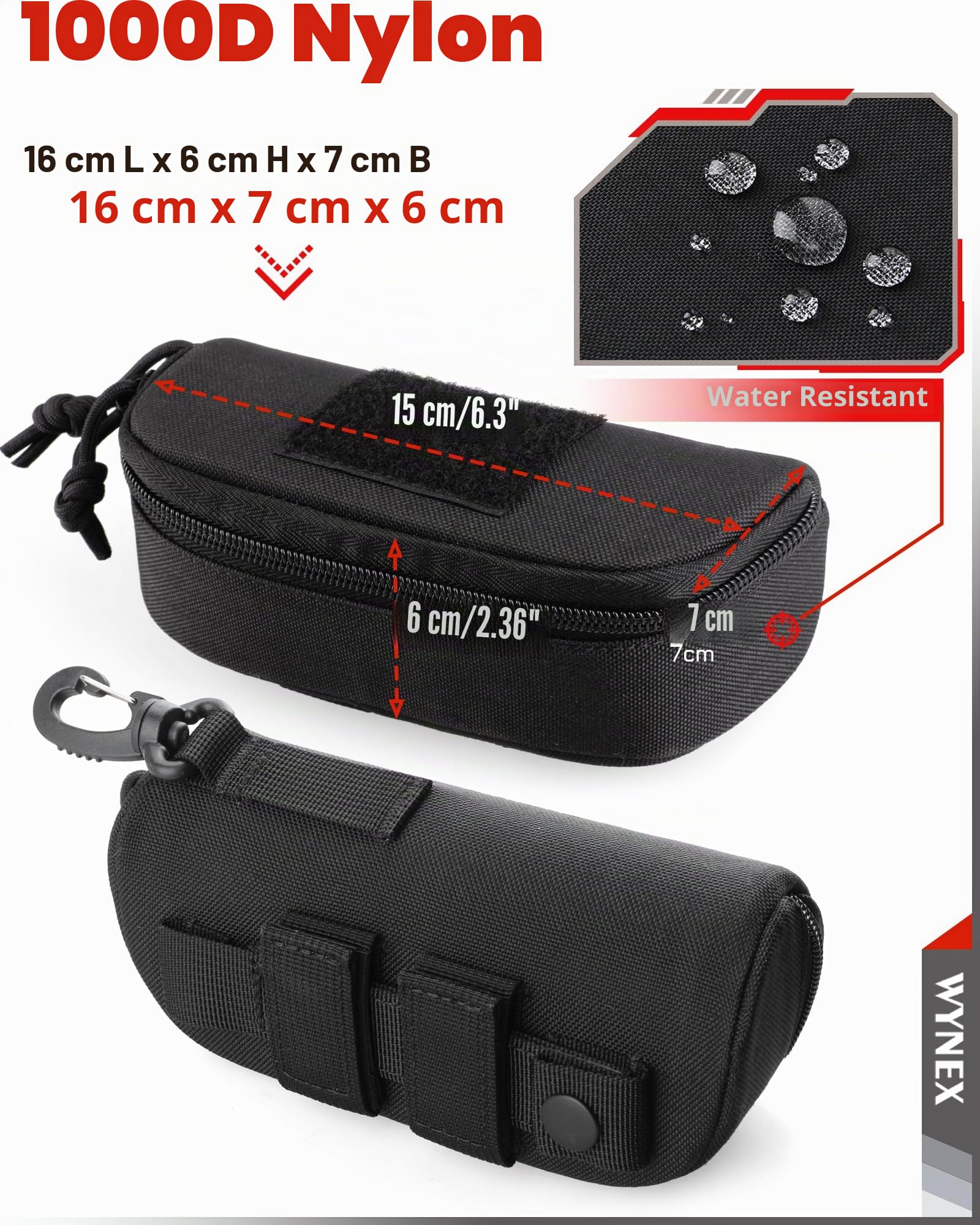 WYNEX Brillenetui Hardcase Groß Sonnenbrillen Etui Glasses Case Molle EDC Pouch Taktische Gürteltasche Brillentasche für Gürtel & Rucksack