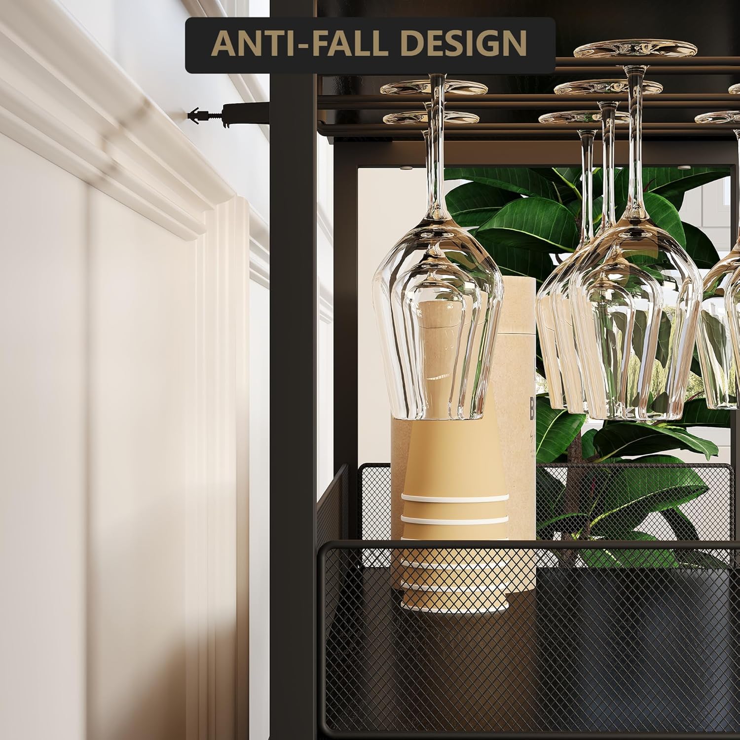 GAOMON Wine Bar Cabinet with LED Lights, Adjustable Shelves Wine Cooler, Mini Bar for Home, Farmhouse Wooden Wines Rack, 36″ Tall Liquor Cabinet for Home, Kitchen,Dinning Room,Living Room,Black