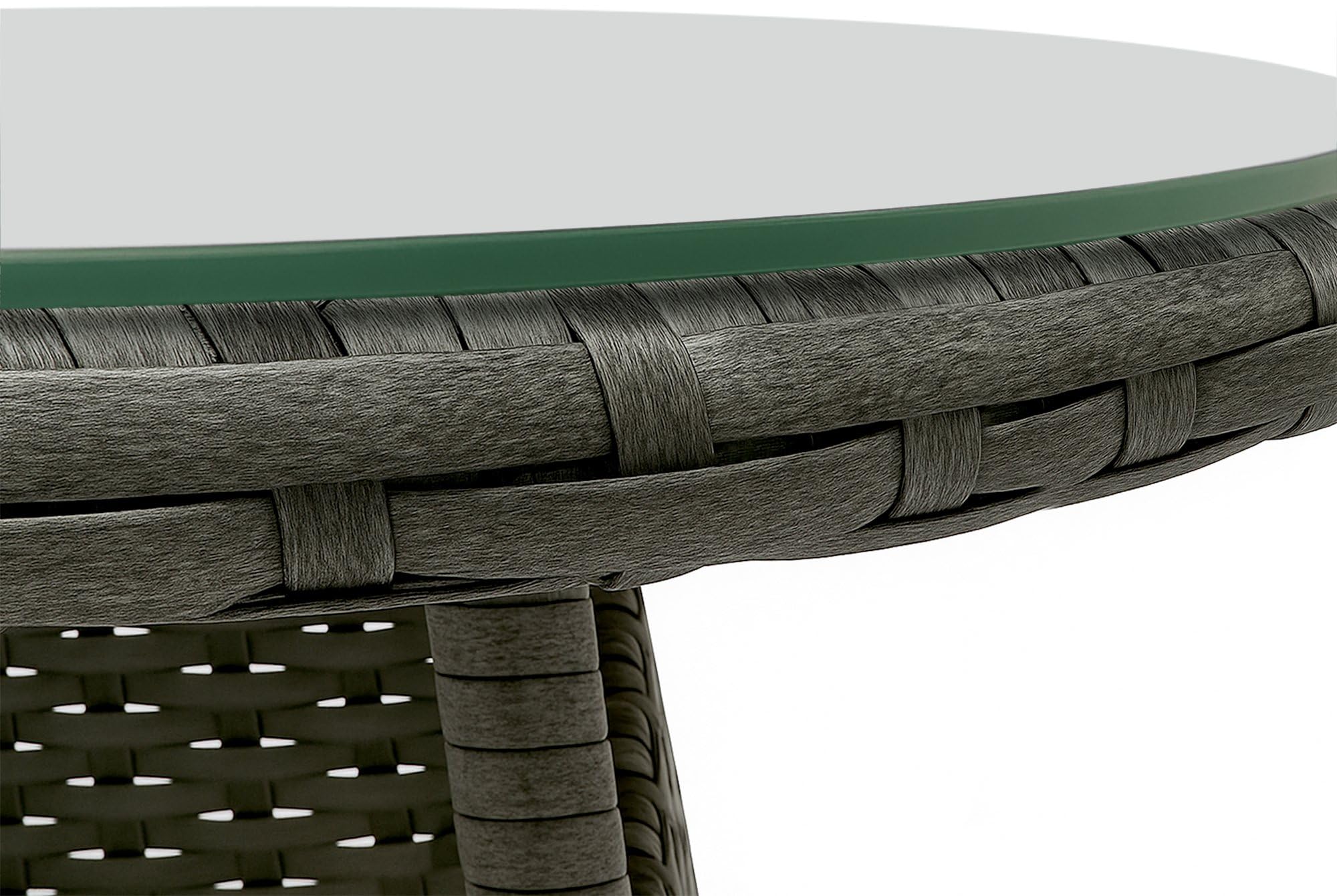 CLP Gartenmöbel-Set Fireda, 3-teilige Sitzgarnitur, aus PE-Rattan, mit Couchtisch, inkl. Sitzkissen & Tischplatte aus Sicherheitsglas, Farbe:grau-meliert