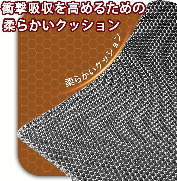 猫トイレマット、猫マット | 2025 抗菌&涼感 猫砂マット 飛び散り防止 | 防水キャットリターマット | ダブルレイヤーEVA、無臭の大きなグリッド | 尿漏れ防止&簡単お手入れ | ソフトな触り心地 | トイレと給餌用の多用途デザイン 黒色-40×52 - 4
