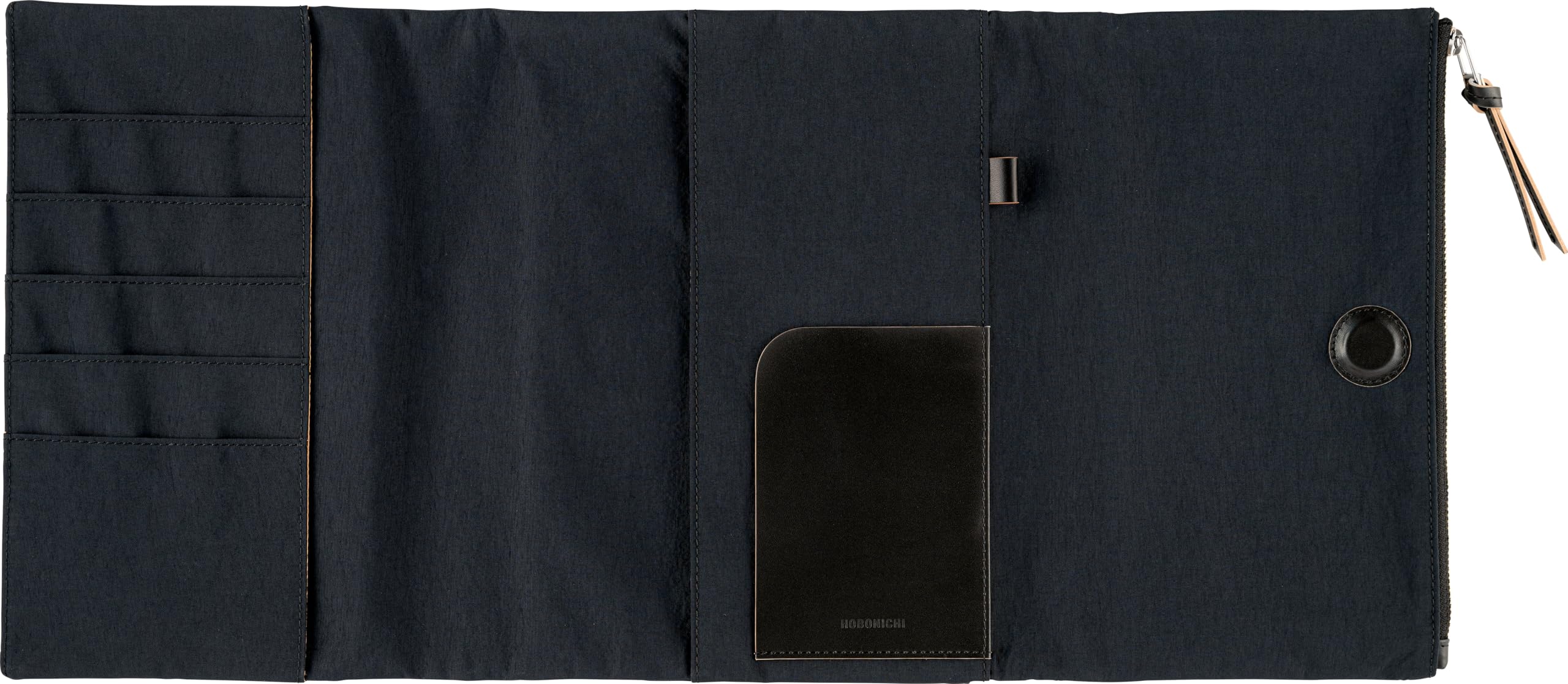 ほぼ日手帳 カバー　カズンA5 革(ブラック) 手縫】ほぼ日手帳カズンA5用ブラック黒本革手帳カバー（角花飾