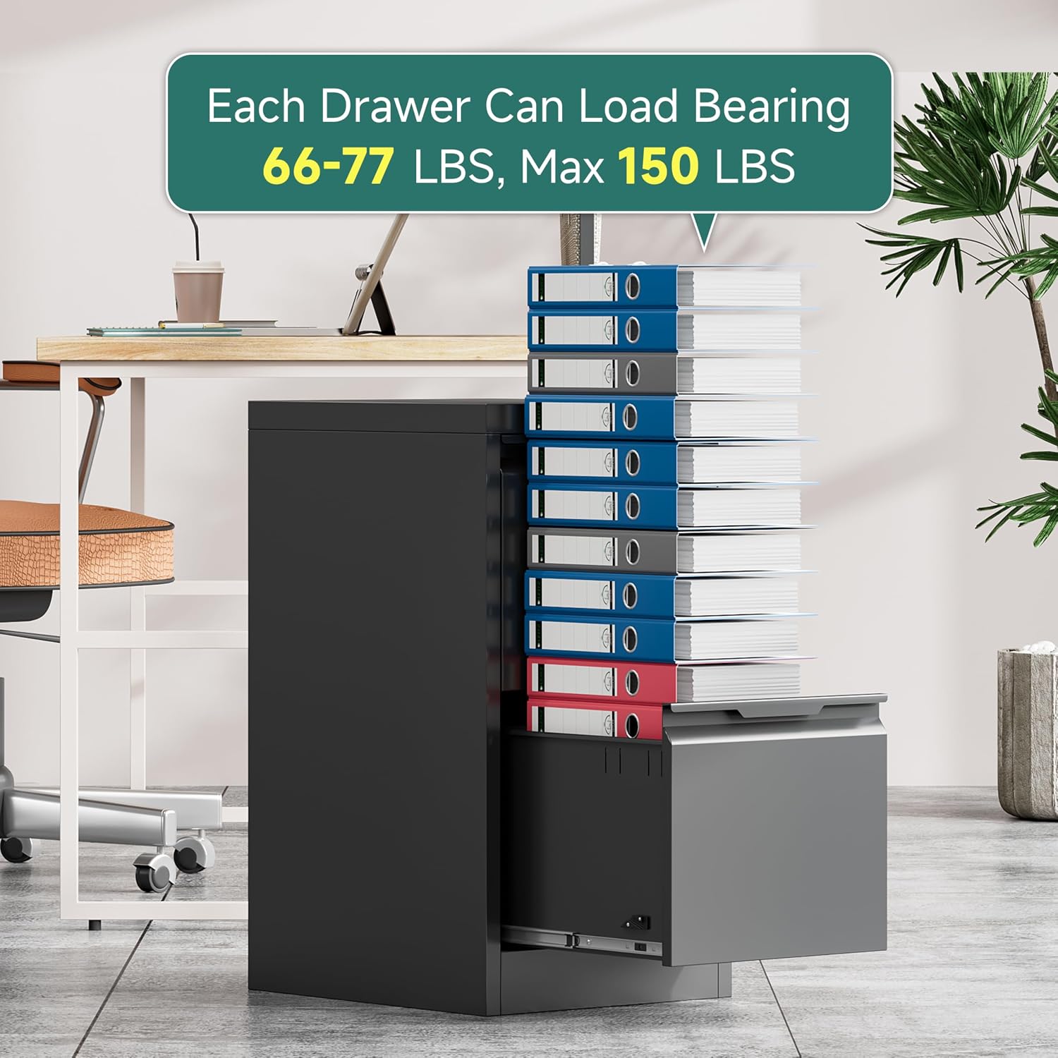 2 Drawer File Cabinet with Lock, 17.8" D Small Filing Cabinet for Home Office, Metal Vertical File Cabinets, Deep File Cabinets for Legal/Letter Size File, Easy Assembly