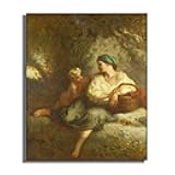 Yomcut Francois Millet Art - The Whisper Poster - Girls Bedroom Poster - Kitchen Decor - World Famous Collection - Cool Canvas Wall Decor for Living Room Hotel - Unframed (12x16in/30×40cm)
