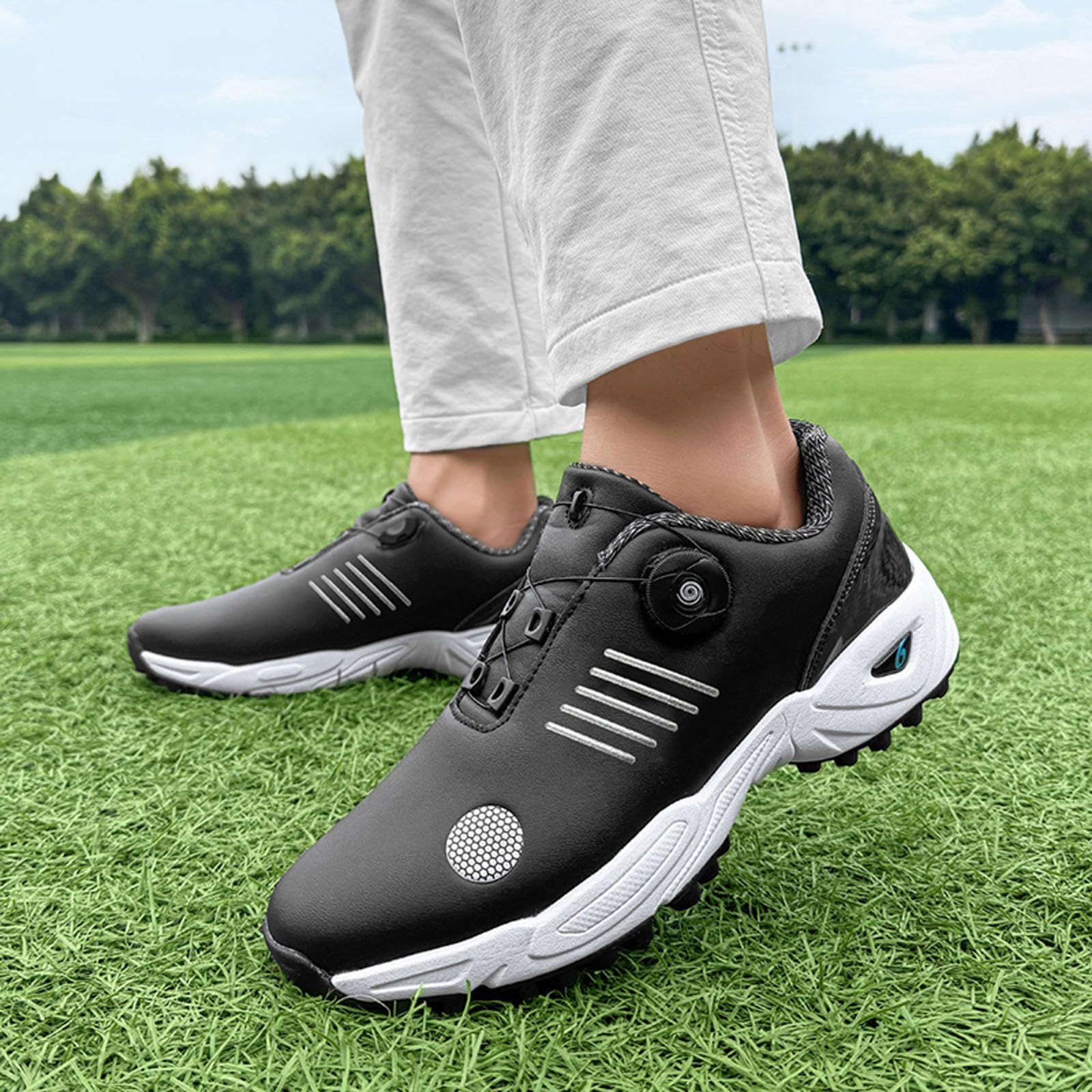 BLBK Zapatillas de golf para hombre con sistema de encaje