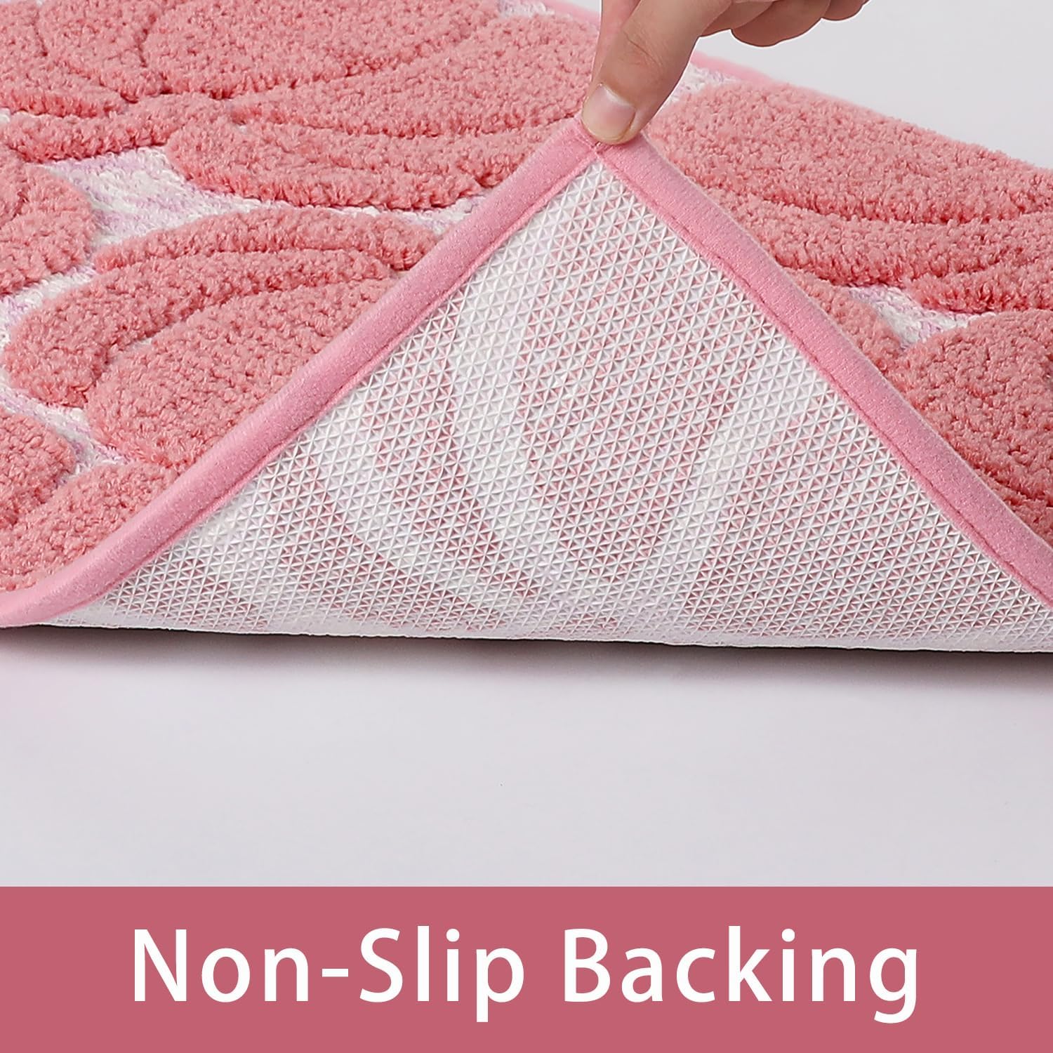 Luxury Fall Autumn Pink Pumpkin Bathroom Mat, 24"x36" Extra Soft and Absorbent Microfiber 3 Color Ombre Bath Rug, Non-Slip TPR Back, Plush Shaggy Bath Carpet for Floor