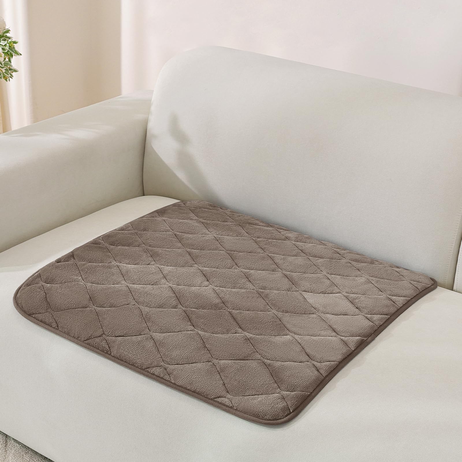 MAXIJIN Fuzzy Armrest Cover, Non Slip Backrest Cover (Coffee, 90×90cm)
