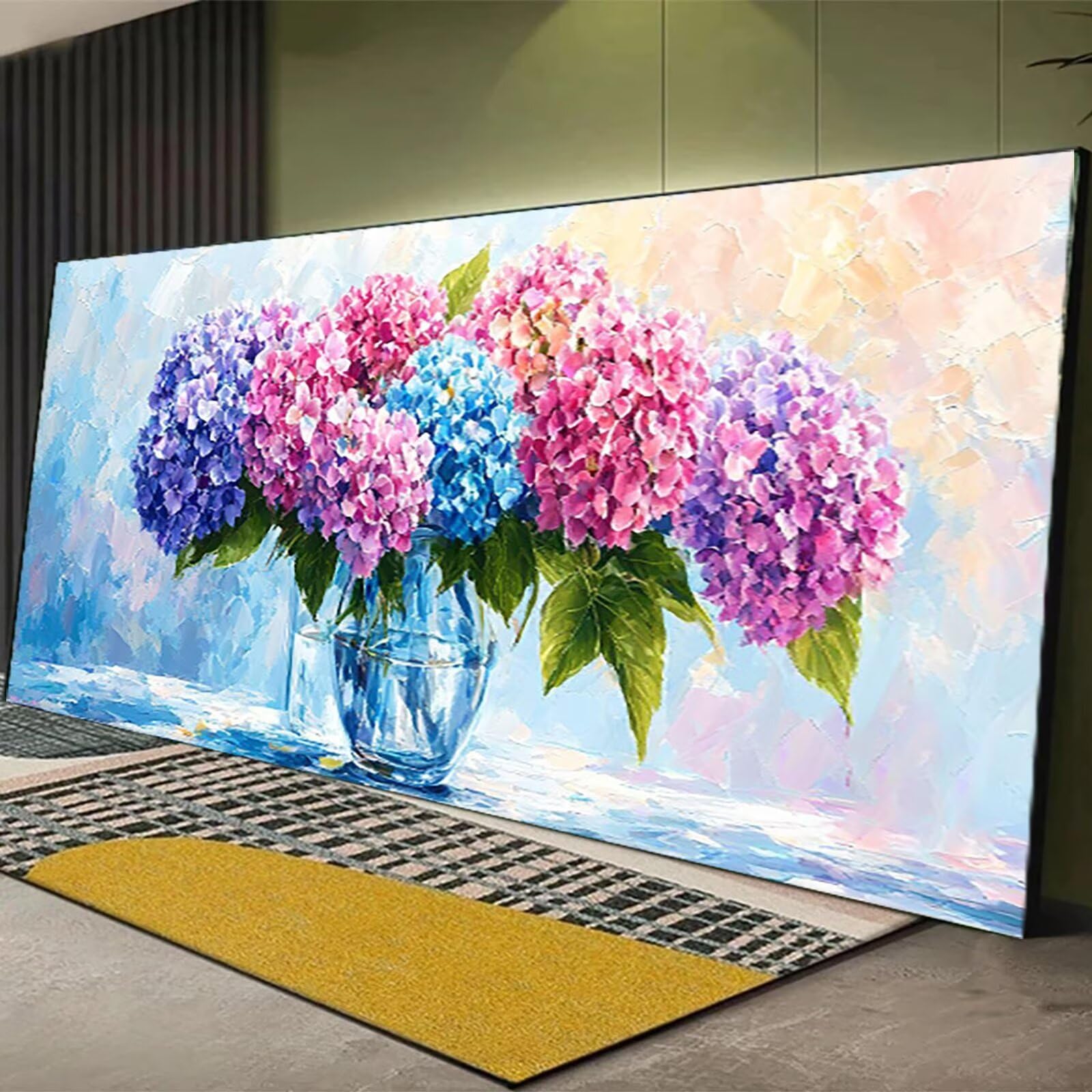 Kit De Pintura Por Números Para Adultos – Florero Con Hortensias, Lienzo De 40x50 Cm, Incluye Pinceles Y Pigmentos Acrílicos