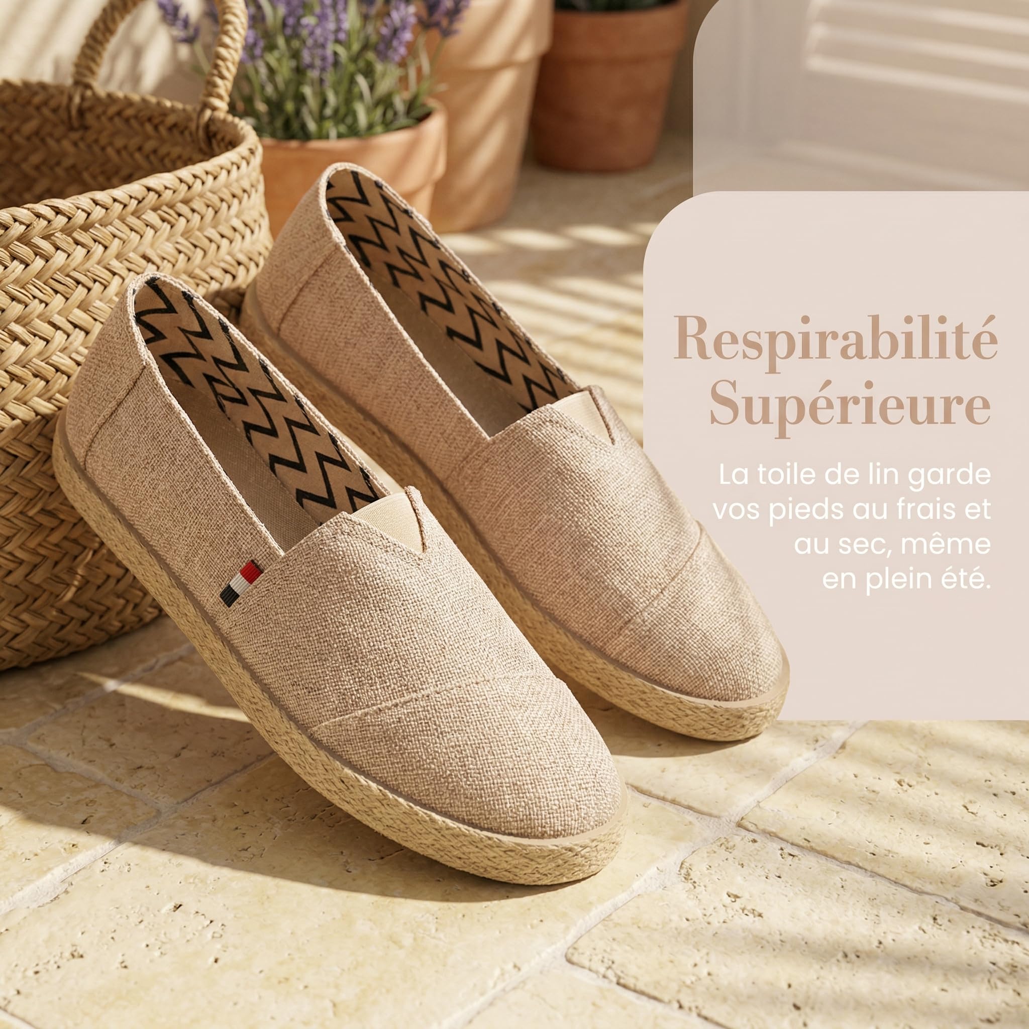 GLAMORA Espadrilles Homme Toile Respirante Chaussures Été Slip-on Légères Confortables Semelle Corde Style Espadrille Antidérapante Chaussures Homme Décontractées Ville Plage Vacances