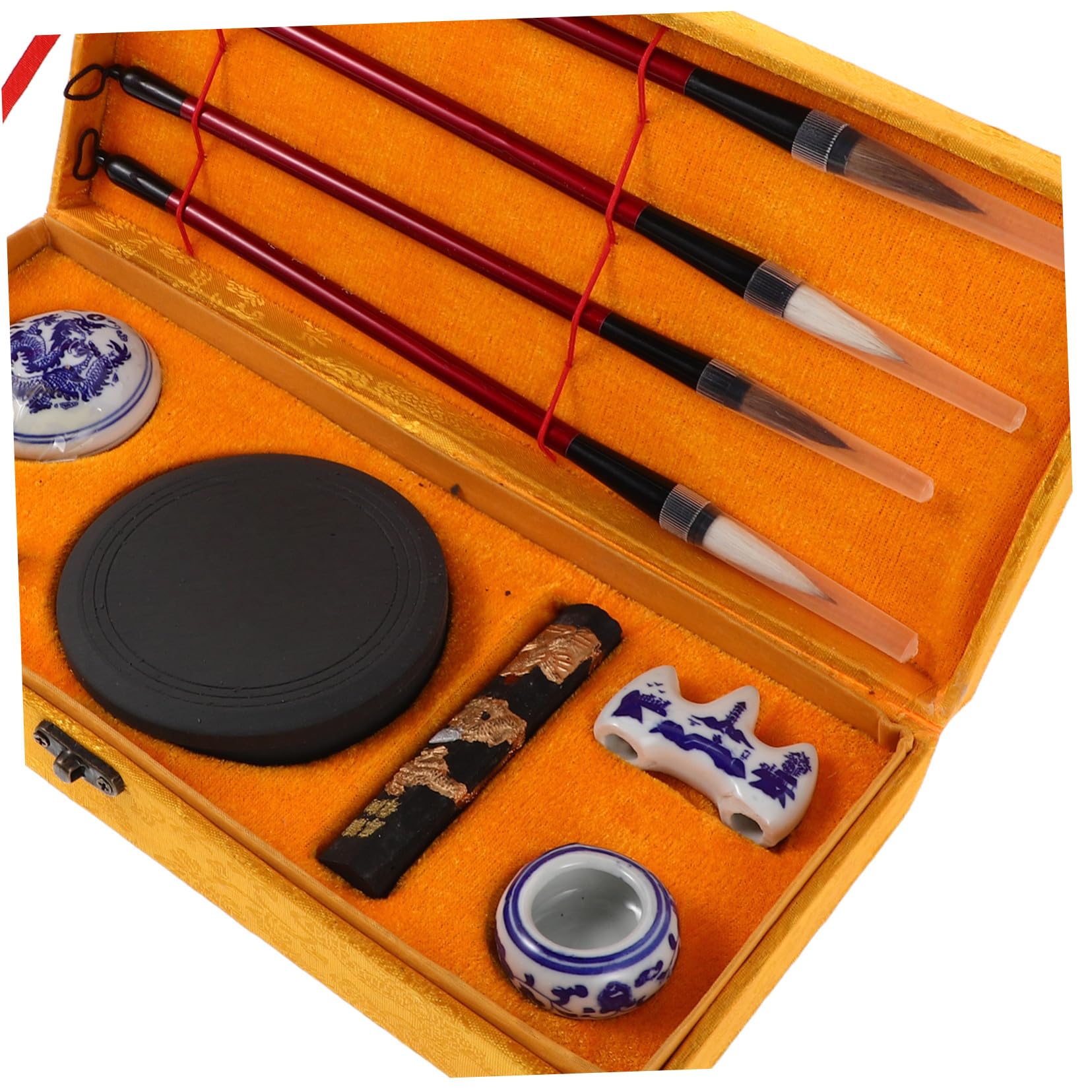 Caligrafía Profesional para Principiantes con Pinceles de Pelo Mixto y Piedra de Tinta y Accesorios Caja de Regalo Elegante para Práctica y Clases