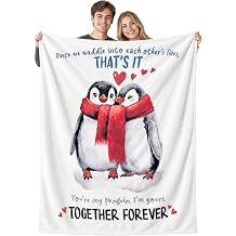 Joiedomi Gifts for Him Her, Anniversary Blanket Gift for Women Men, Birthday Gifts for Boyfriend Girlfriend, Romantic I Love You Gift for Wife Husband Couple Wedding Engagement, Penguin 60"X50"