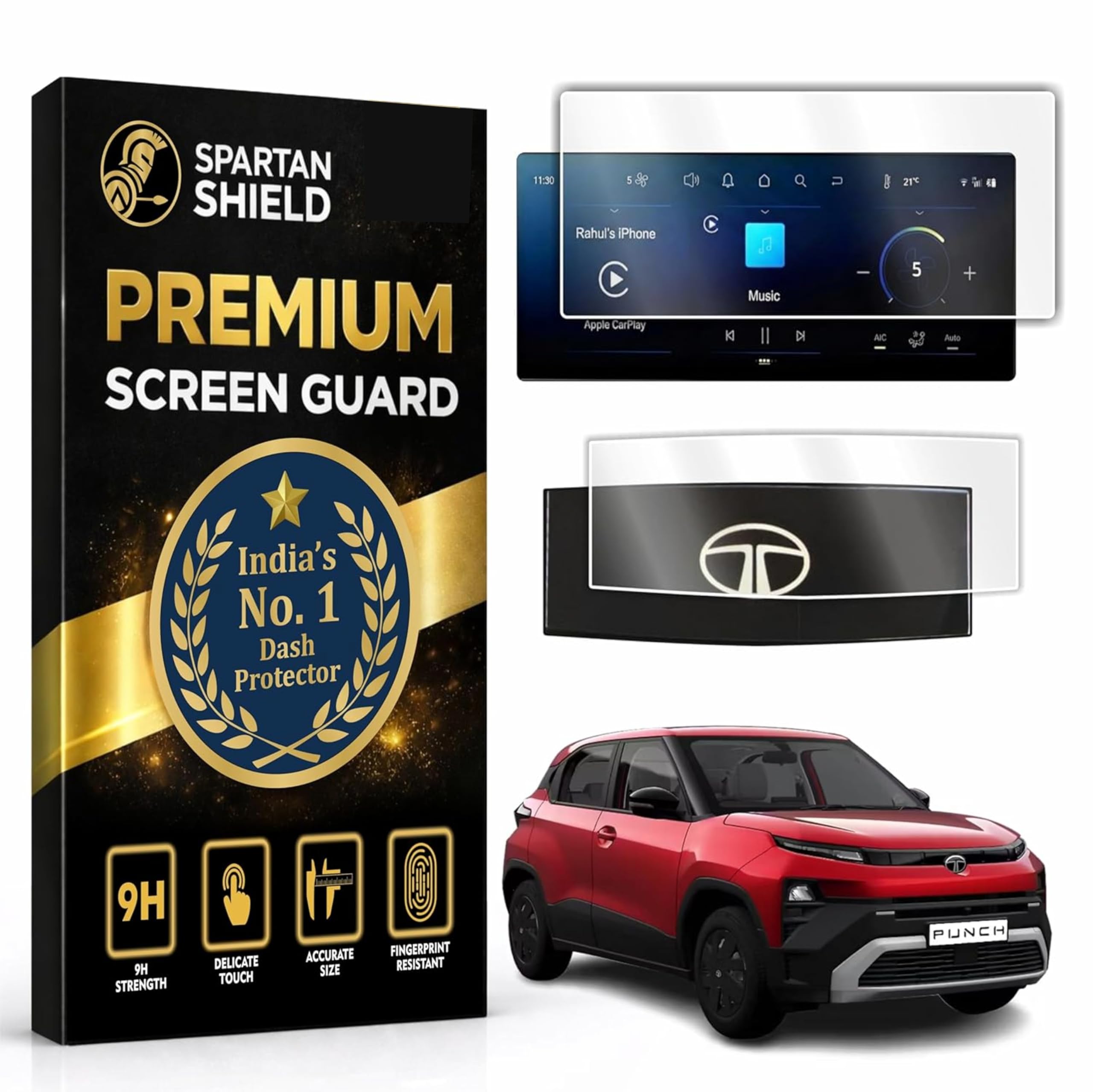 [2 PACK] SCREEN GUARD For TATA PUNCH 2026 Facelift || ACCOMPLISHED | ACCOMPLISHED+S || 10.25-INCH [THIN BEZEL] INFOTAINMENT TOUCHSCREEN + STEERING CLUSTER PANEL || Anti Scratch | Water Resistant | HD Clarity || Car Display Music System Protector | Latest TataPunch 9H Accessory 2026+ [Not Tempered Glass]-image-21