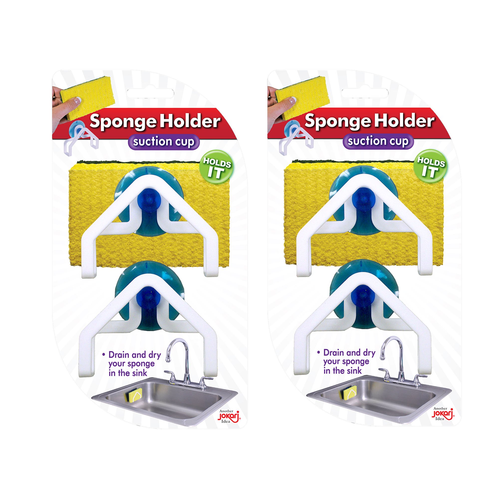 Jokari Suction Cup Kitchen Sponge Caddy 4 Pack. Stick to Any Type of Stainless Steel or Ceramic Sink to Keep Scrubbers Elevated and Counters Clutter Free. Dries Sponges Quickly