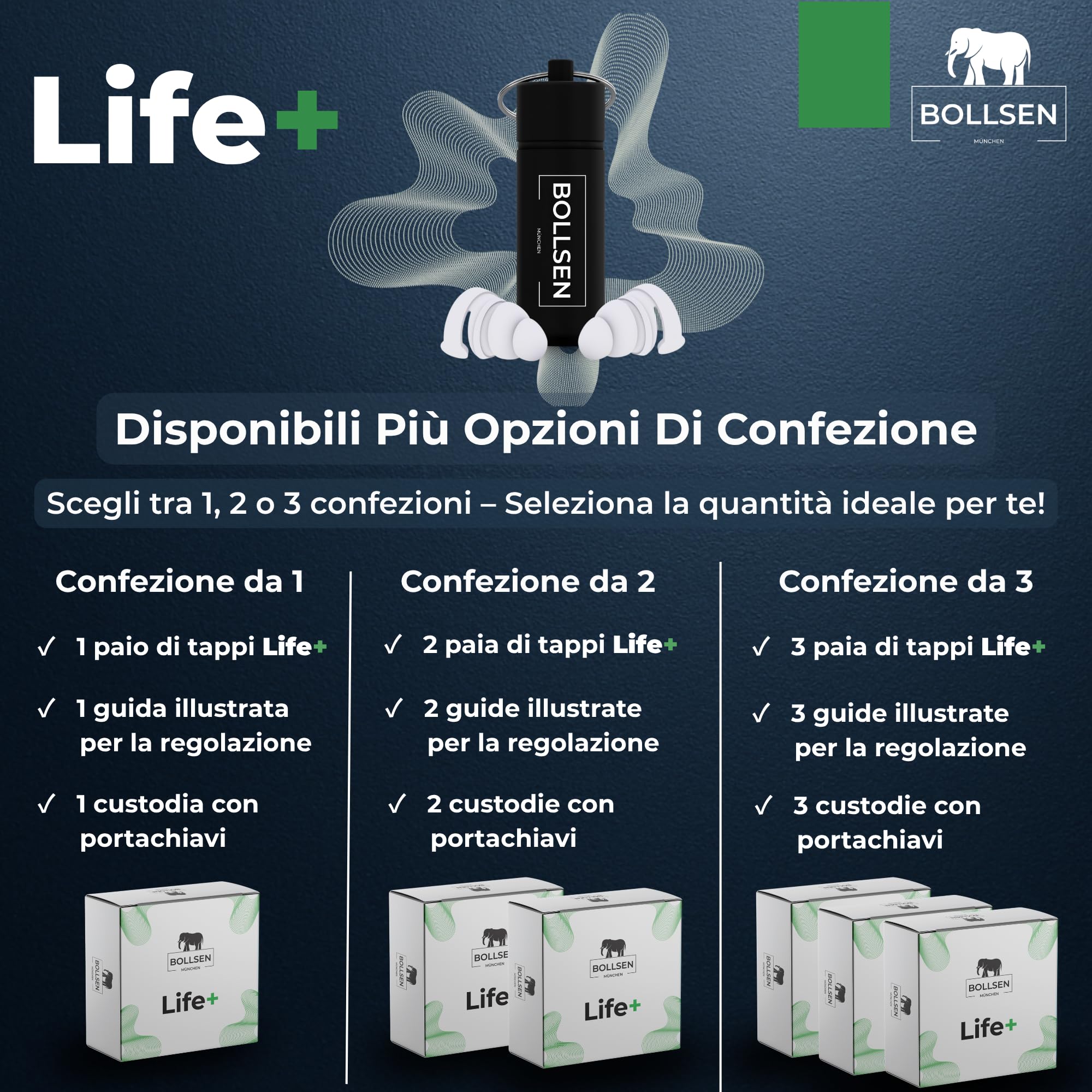 BOLLSEN Life+ Tappi per Dormire – Tappi in Silicone Antirumore – Attenuazione del rumore SNR 24 dB – Comodi da indossare tutto il giorno e la notte – Resistenti e riutilizzabili fino a 100 volte (3)