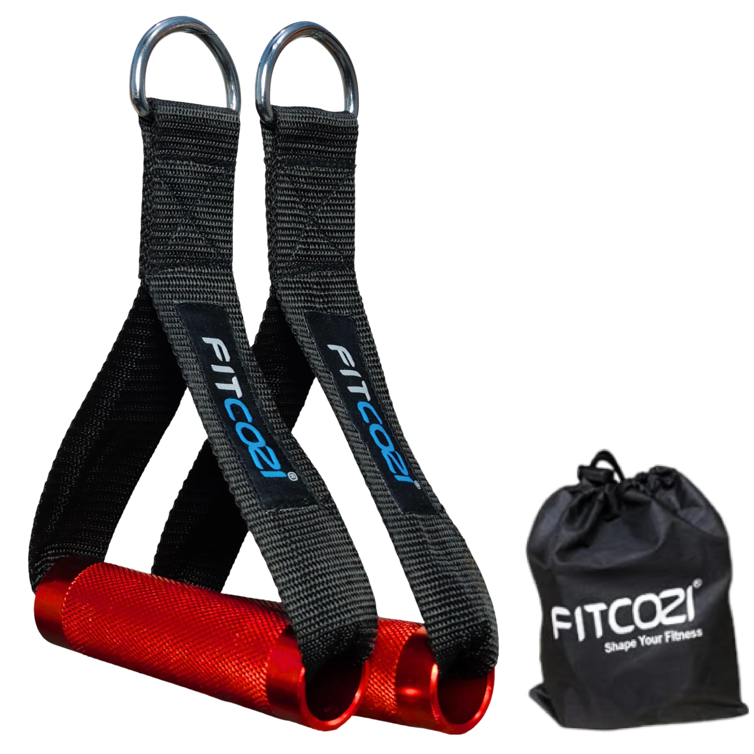Fitcozi Aluminium Alloy Exercise Handles for Cable Machines – Heavy-Duty Gym Grips for Power Rack, Resistance Bands, Cable Crossovers & Tricep Workouts (Red)-image-2