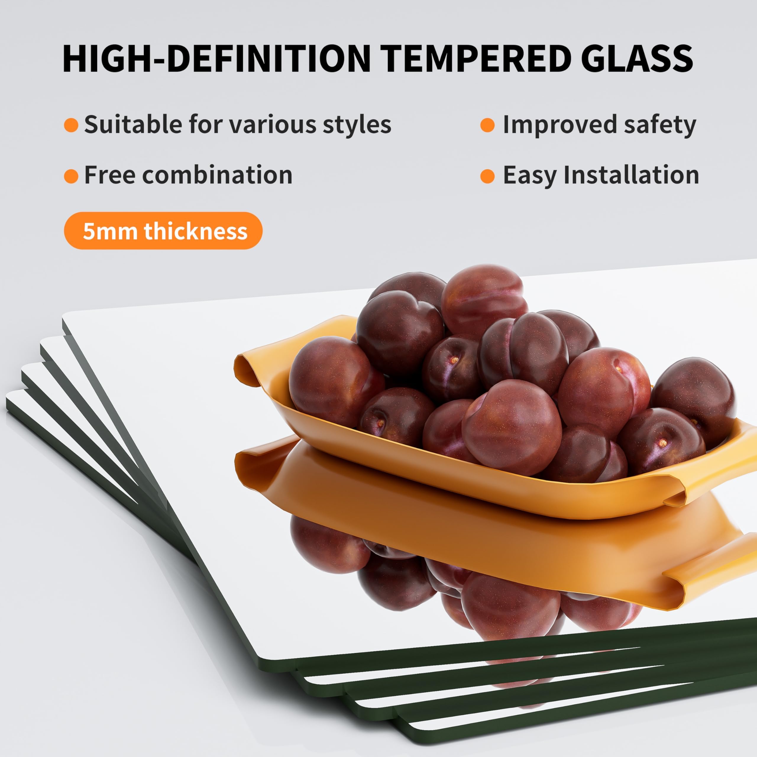 Hasipu Fitness-Spiegel, 29 x 29cm x 4 Stück Packung Wandspiegel Klebespiegel, DIY Türspiegel Ganzkörperspiegel, rahmenloses gehärtetes Glas, Klebewand für Schlafzimmer Wohnzimmer Schranktür